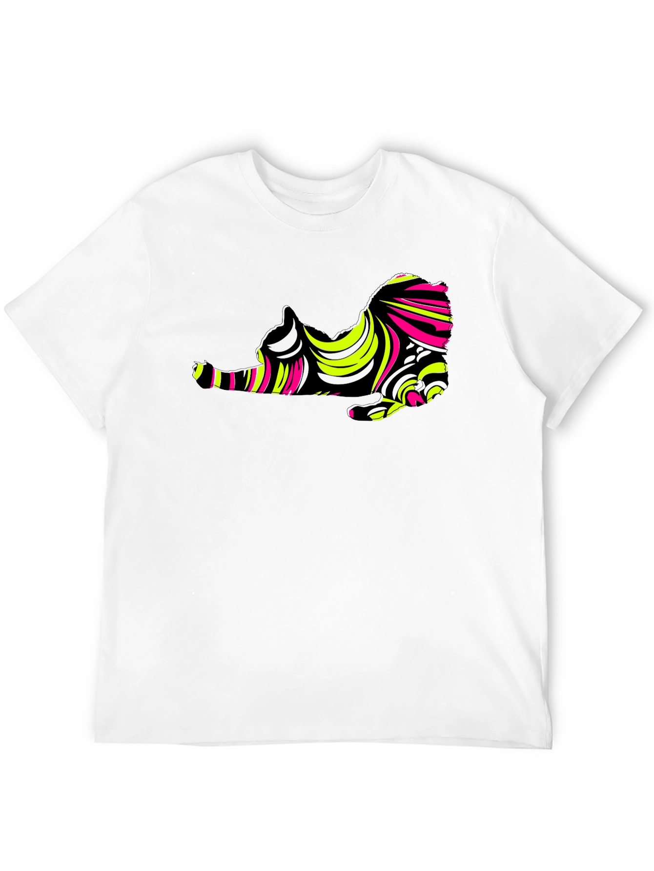 Abstract Cat Graphic Tee - Stylish Mens Black T-Shirt