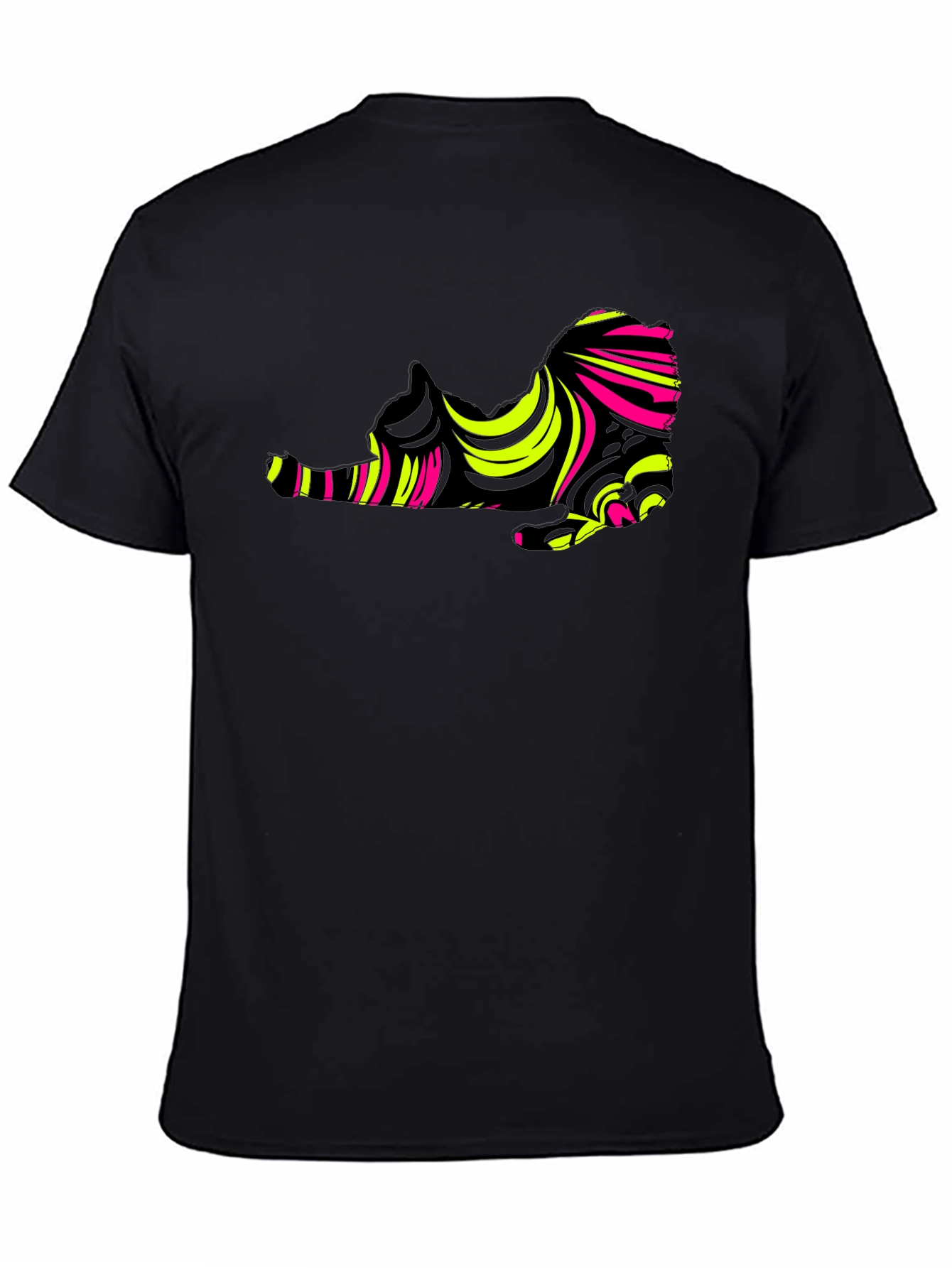 Abstract Cat Graphic Tee - Stylish Mens Black T-Shirt