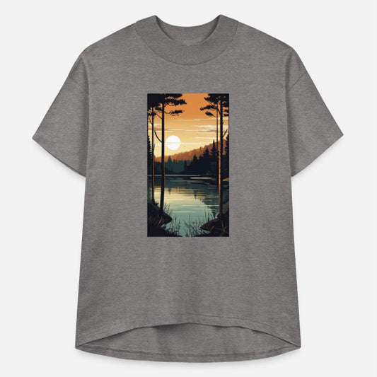 tranquil lake reflecting the surrounding forest