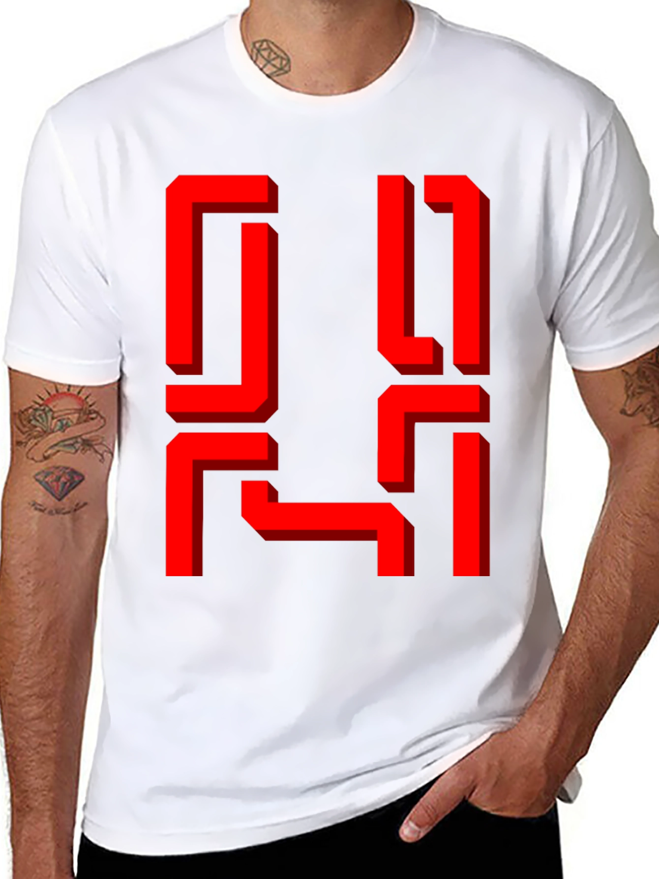 Retro Geometric Graphic Tee - Black