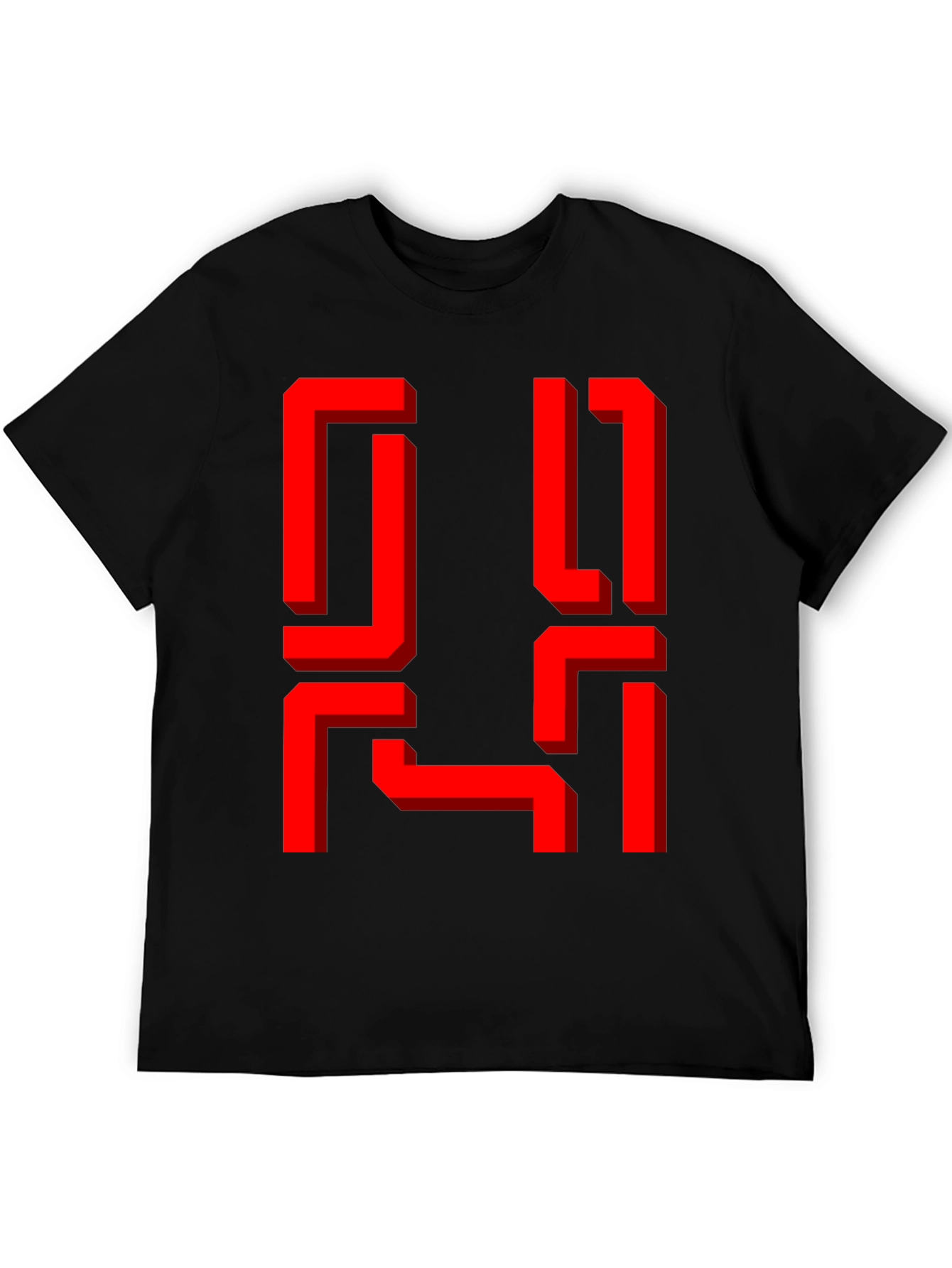 Retro Geometric Graphic Tee - Black