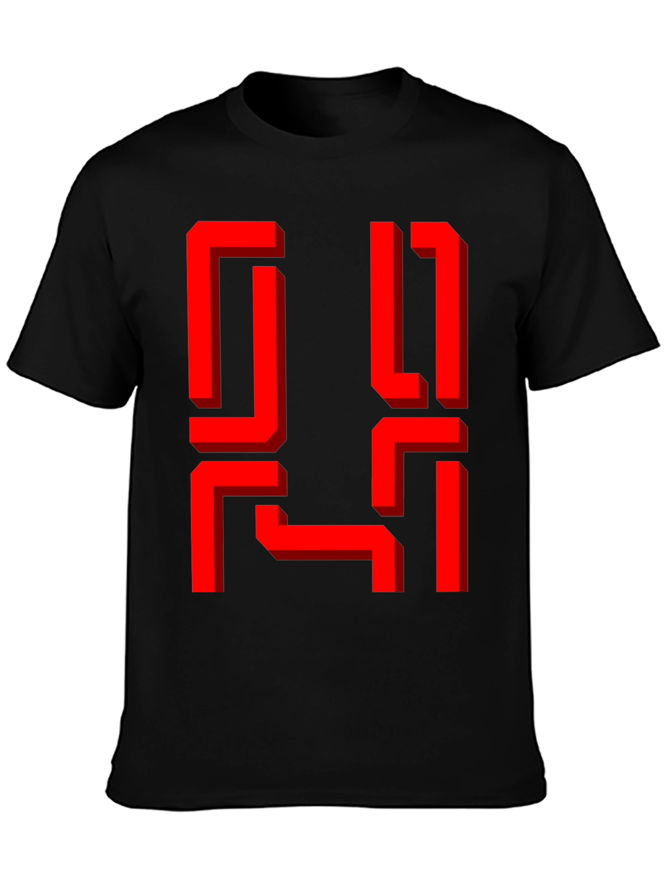 Retro Geometric Graphic Tee - Black