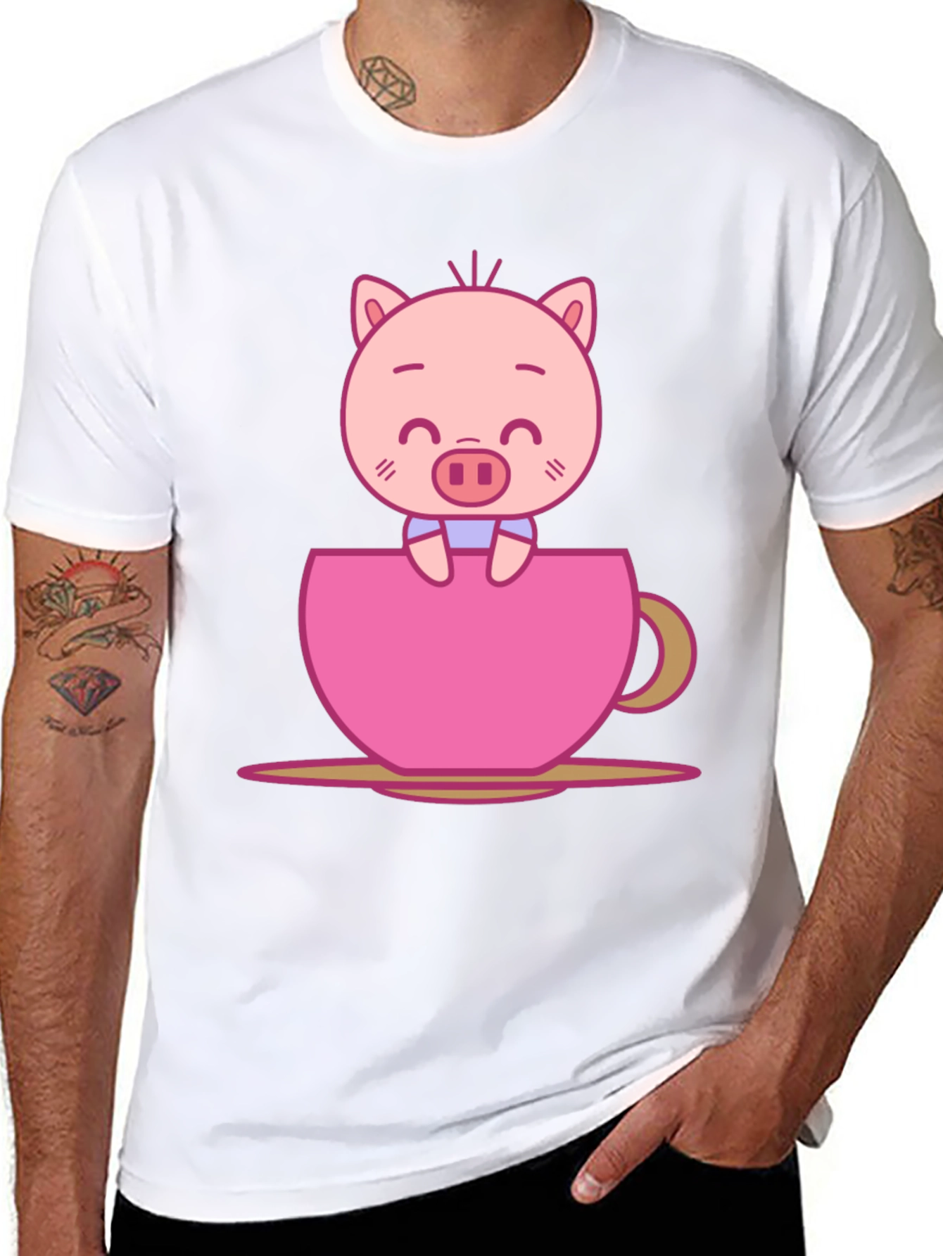 Pig in a Cup Black T-Shirt