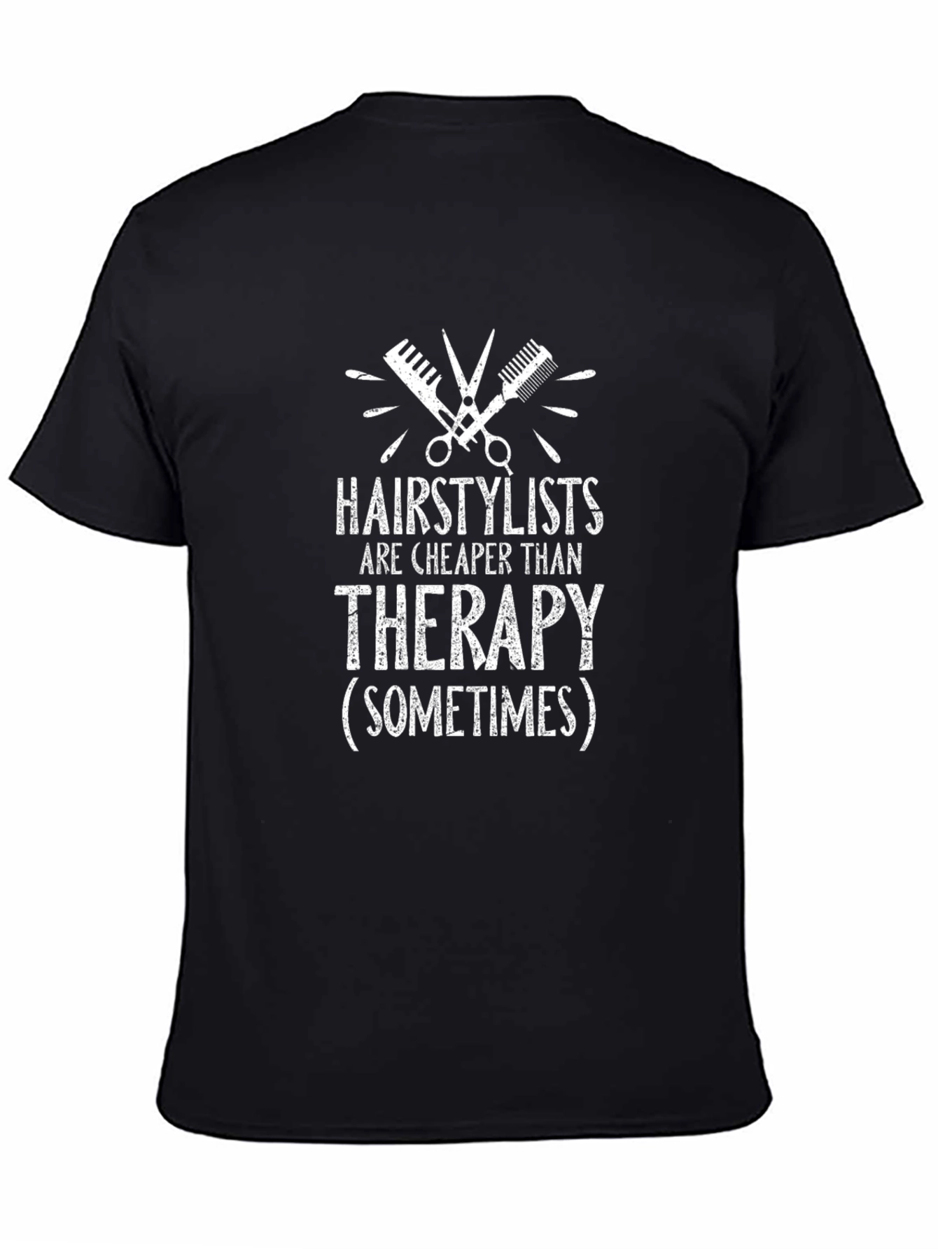 Hairstylist Therapy Funny Graphic T-Shirt - Black