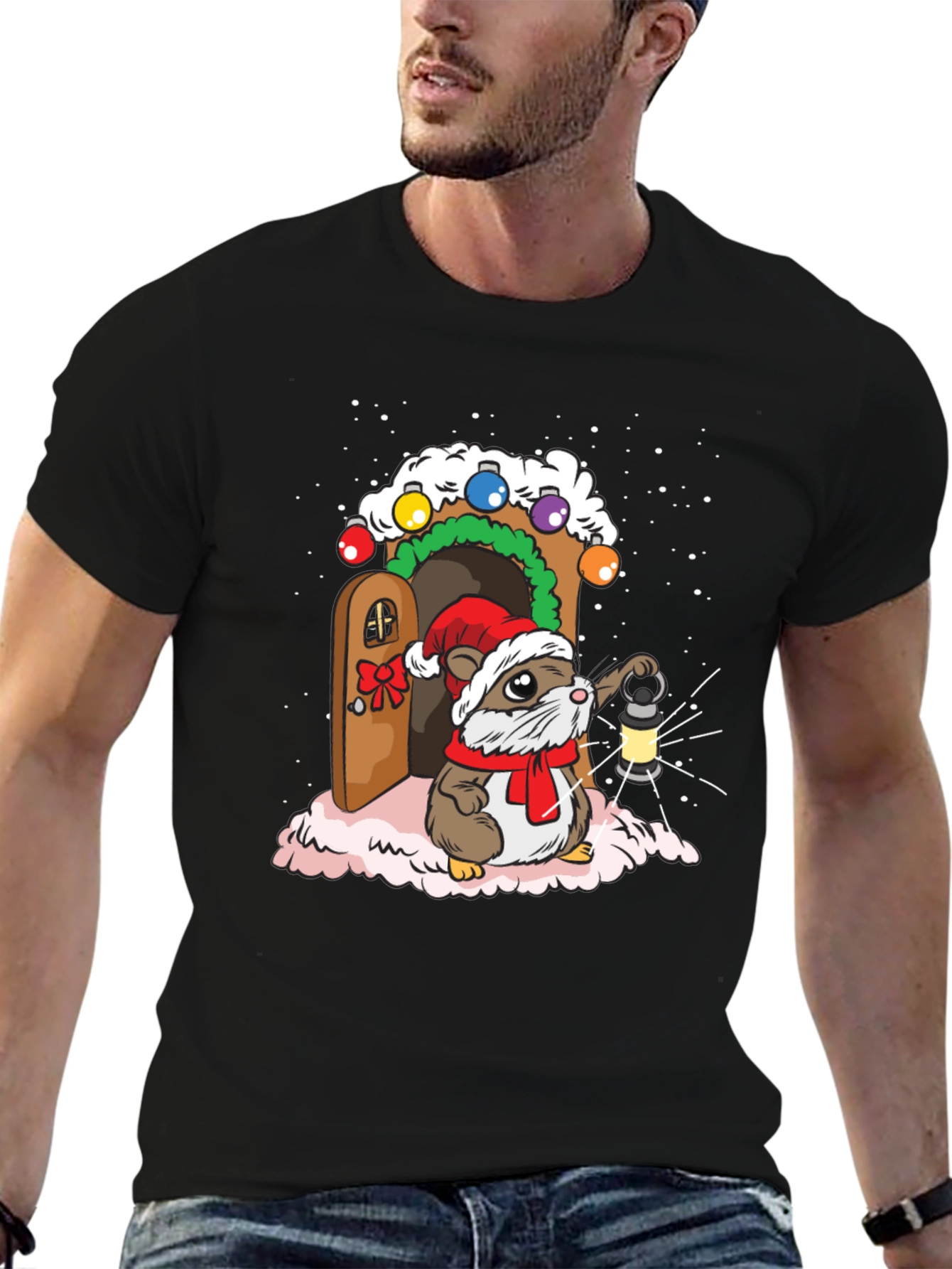 Festive Hamster T-Shirt: Winter Wonderland Design