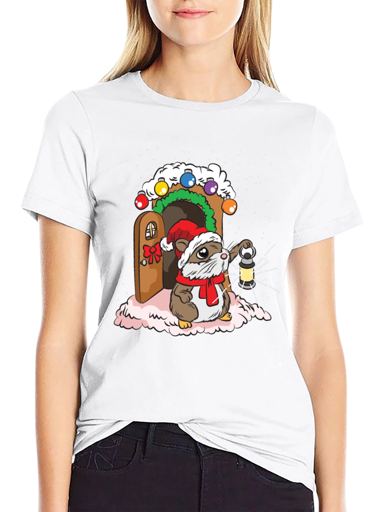 Festive Hamster T-Shirt: Winter Wonderland Design