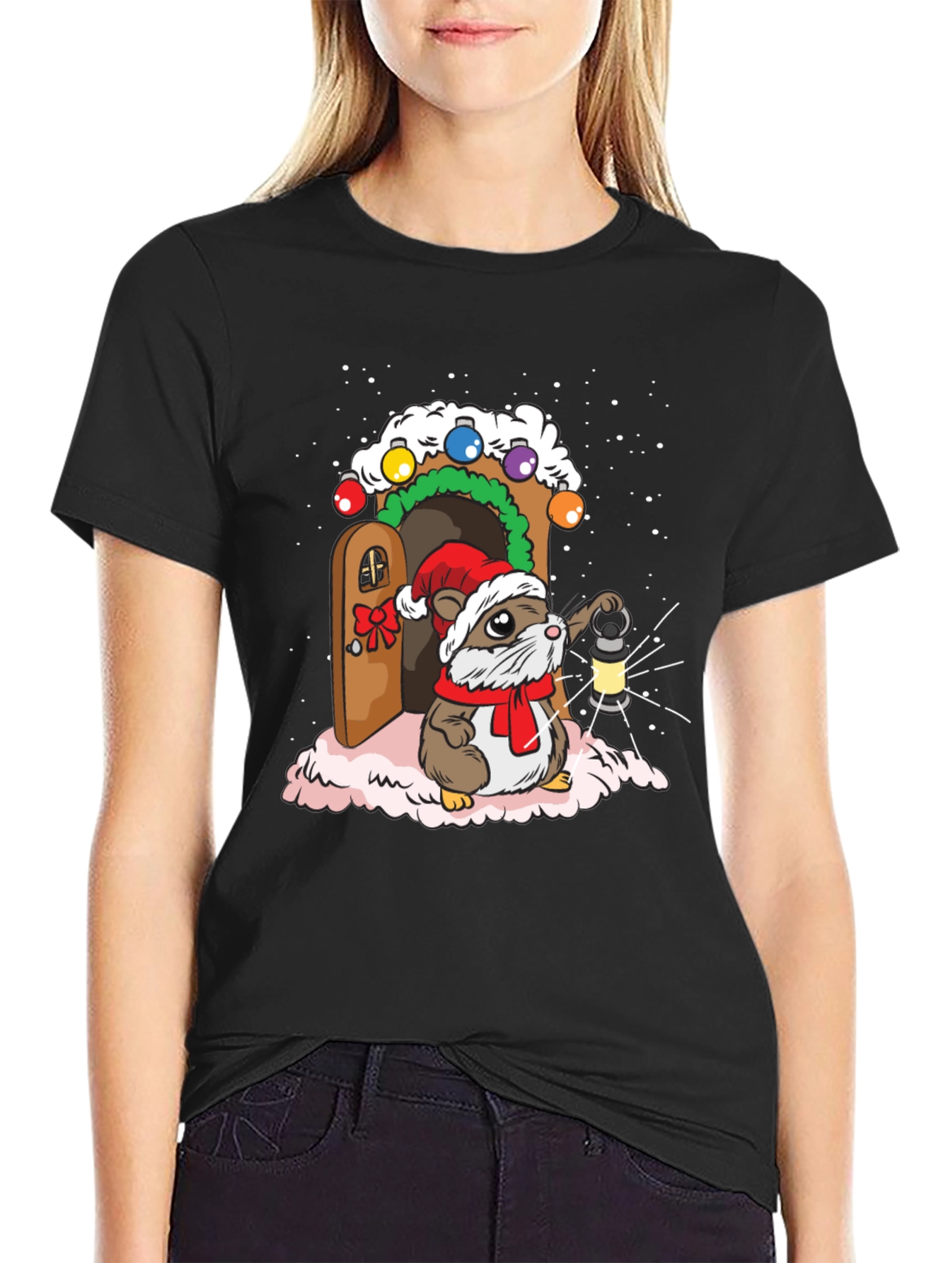 Festive Hamster T-Shirt: Winter Wonderland Design