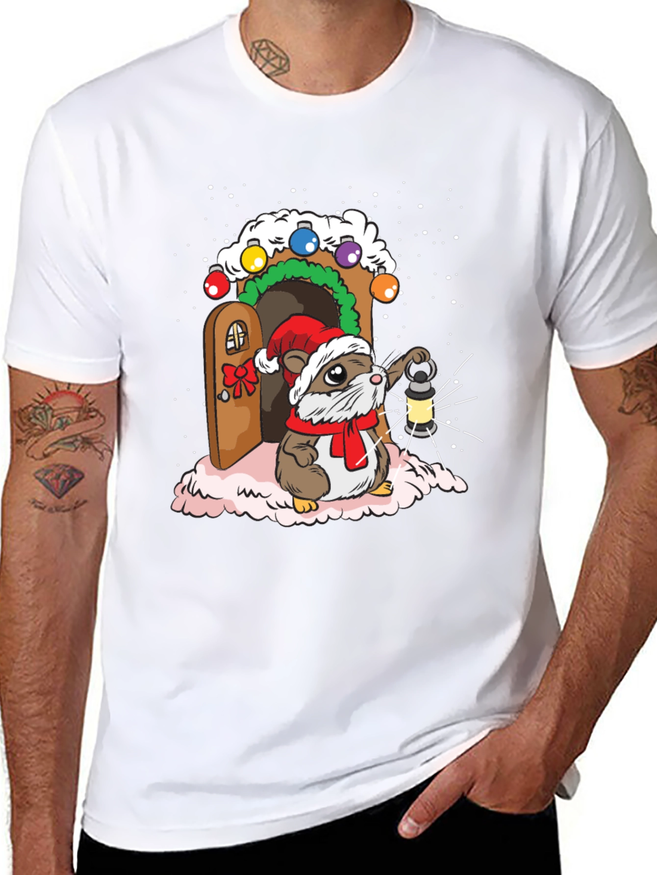 Festive Hamster T-Shirt: Winter Wonderland Design