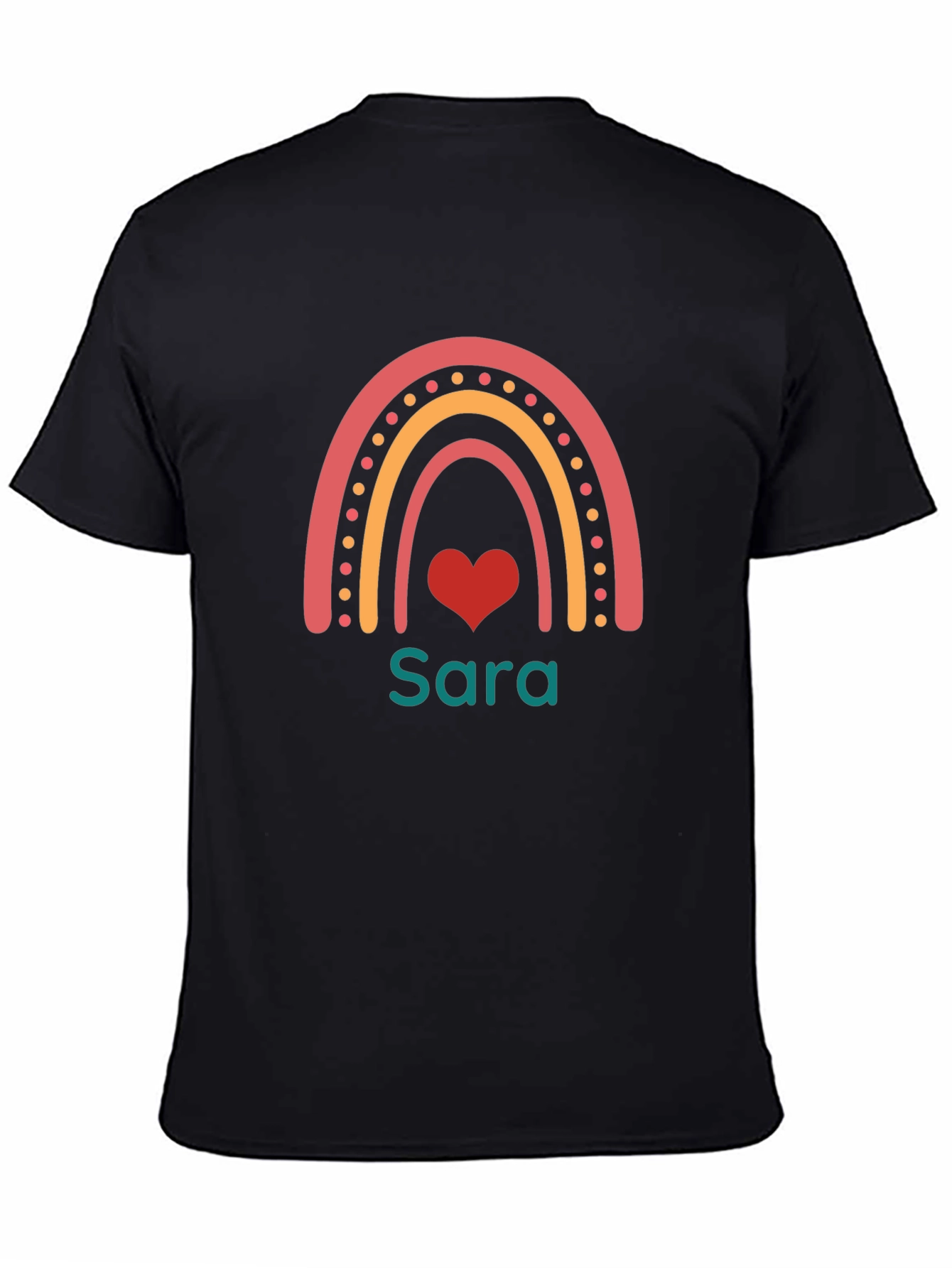Rainbow Sara Personalized T-Shirt - Black