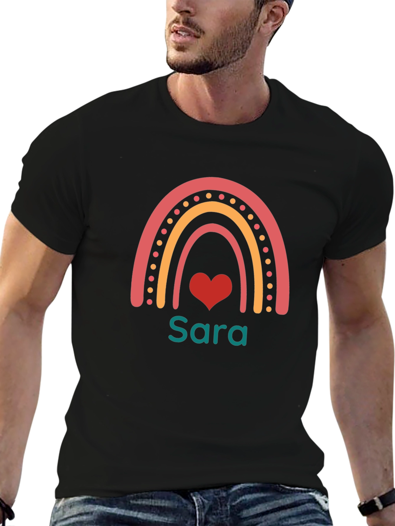 Rainbow Sara Personalized T-Shirt - Black