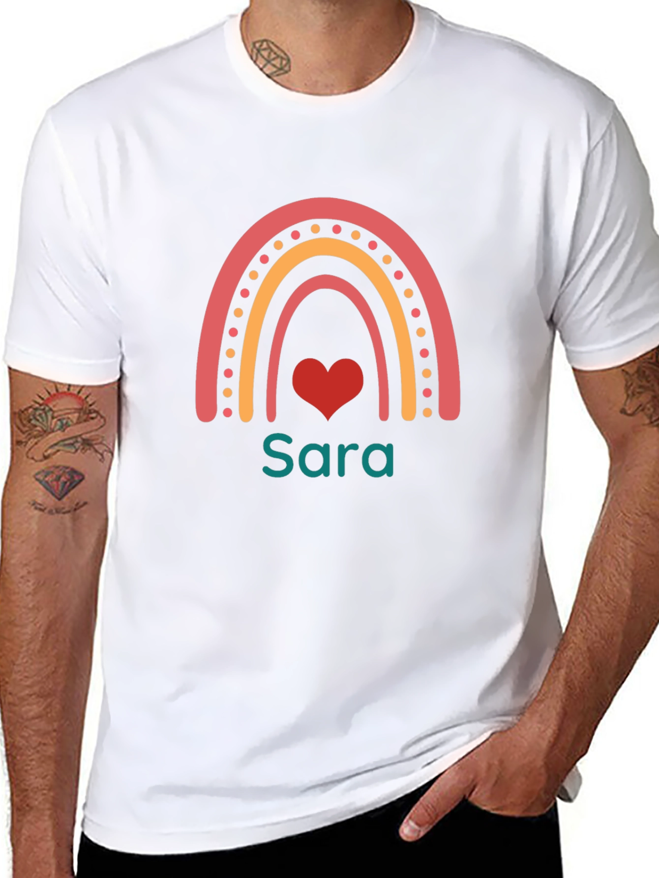 Rainbow Sara Personalized T-Shirt - Black