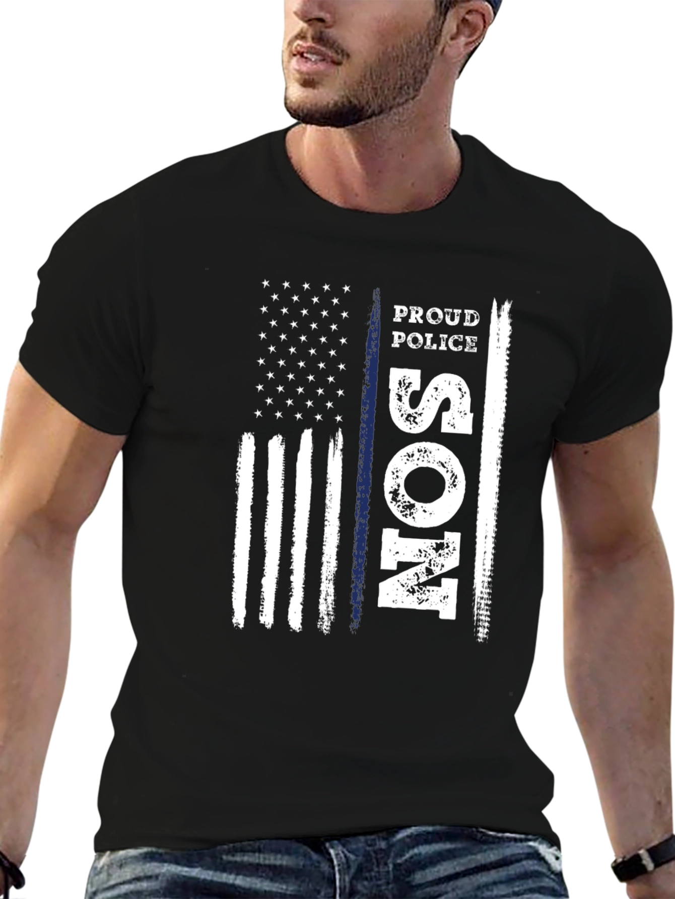 Proud Police Son T-Shirt Black