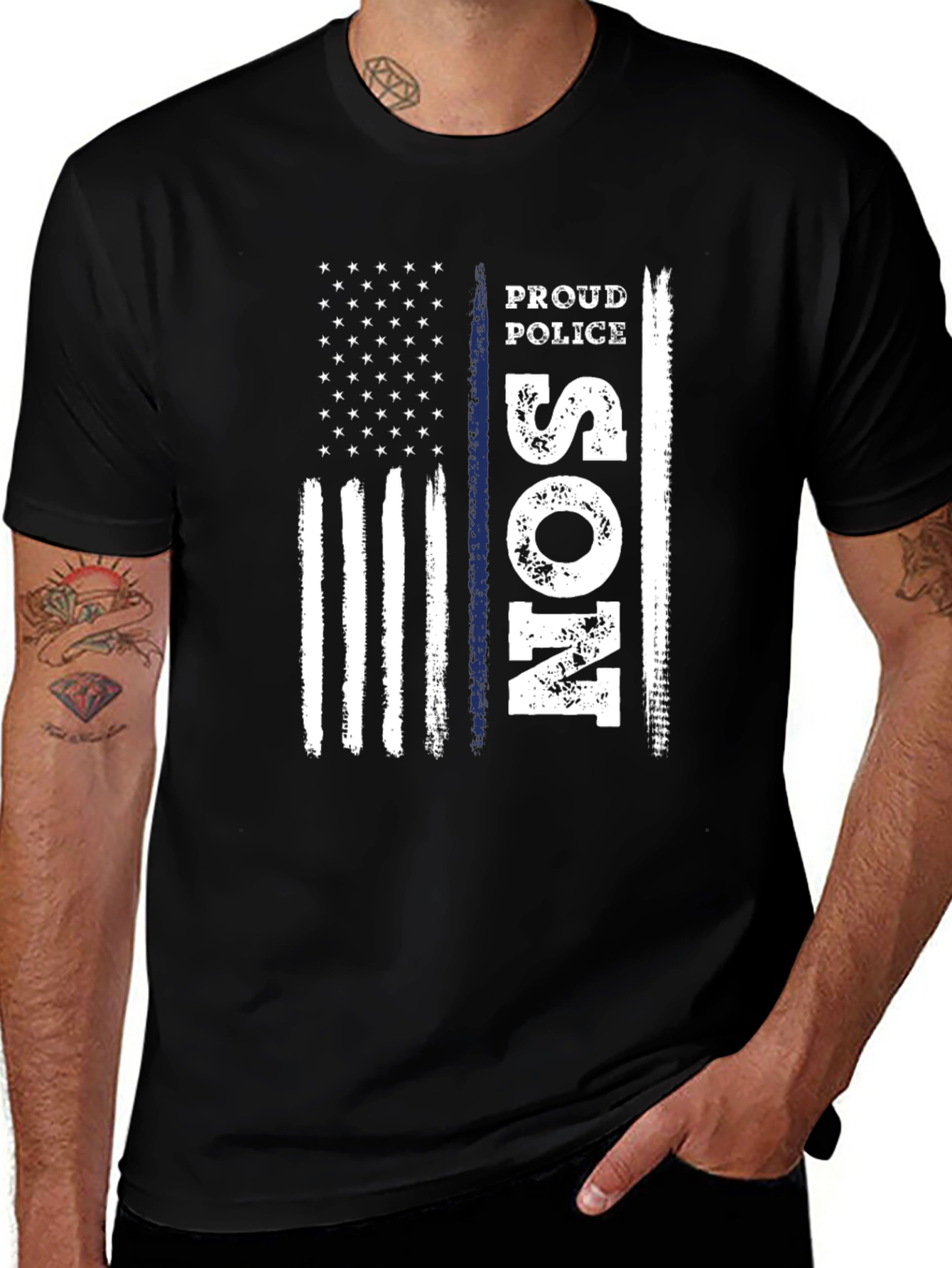 Proud Police Son T-Shirt Black