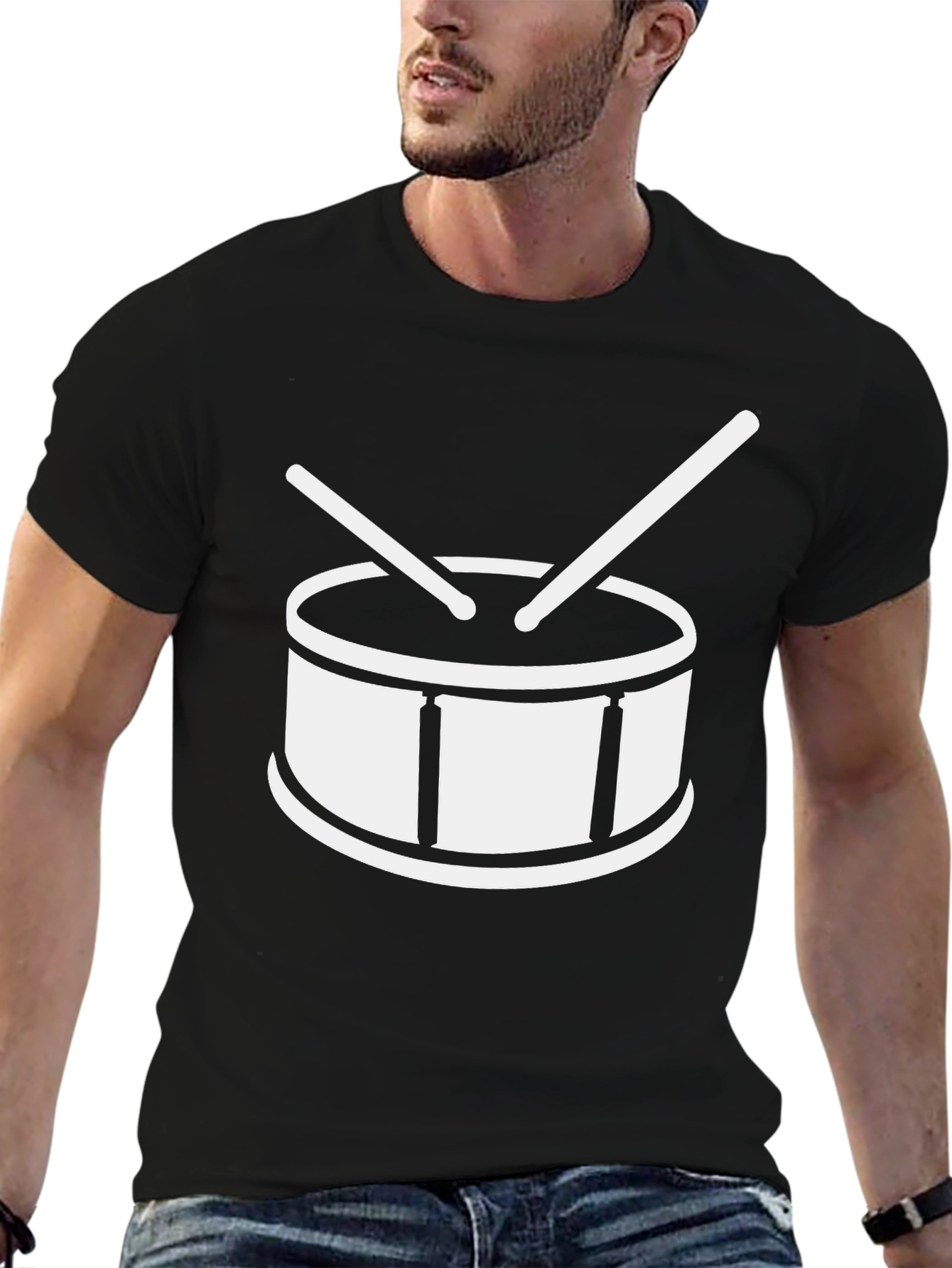 Drum Graphic Tee - Music Lovers Black T-Shirt