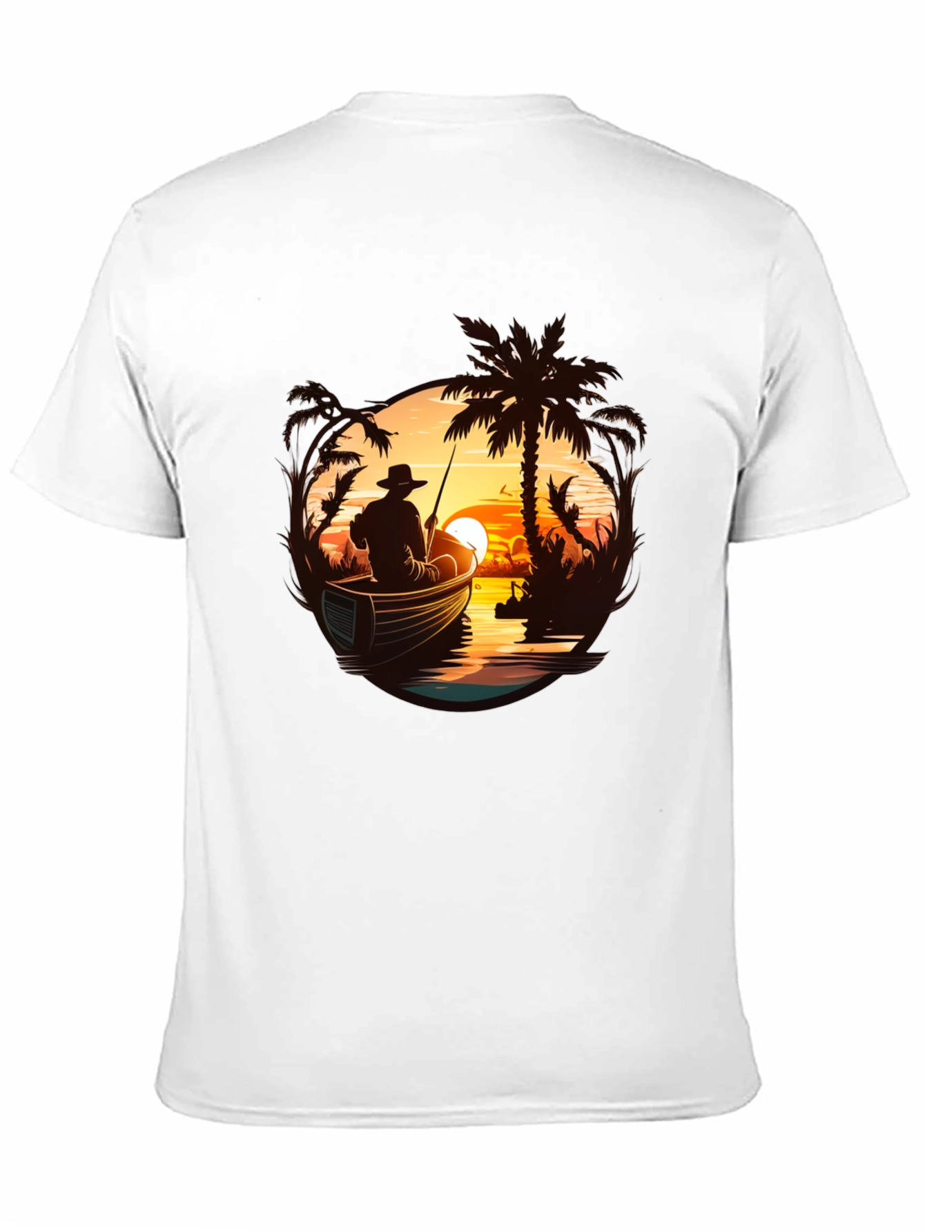 Fishing Sunset Graphic Tee - Black