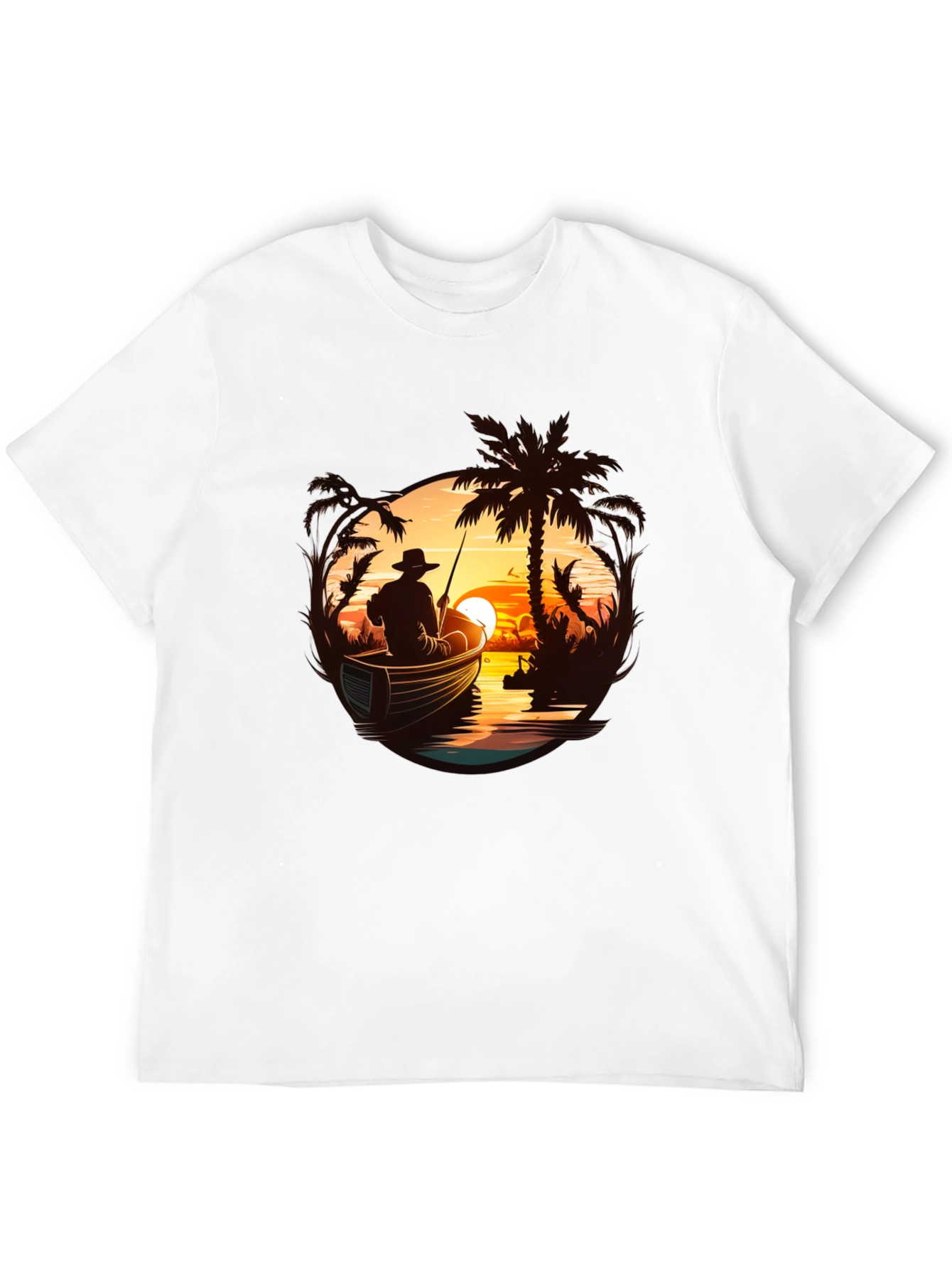 Fishing Sunset Graphic Tee - Black