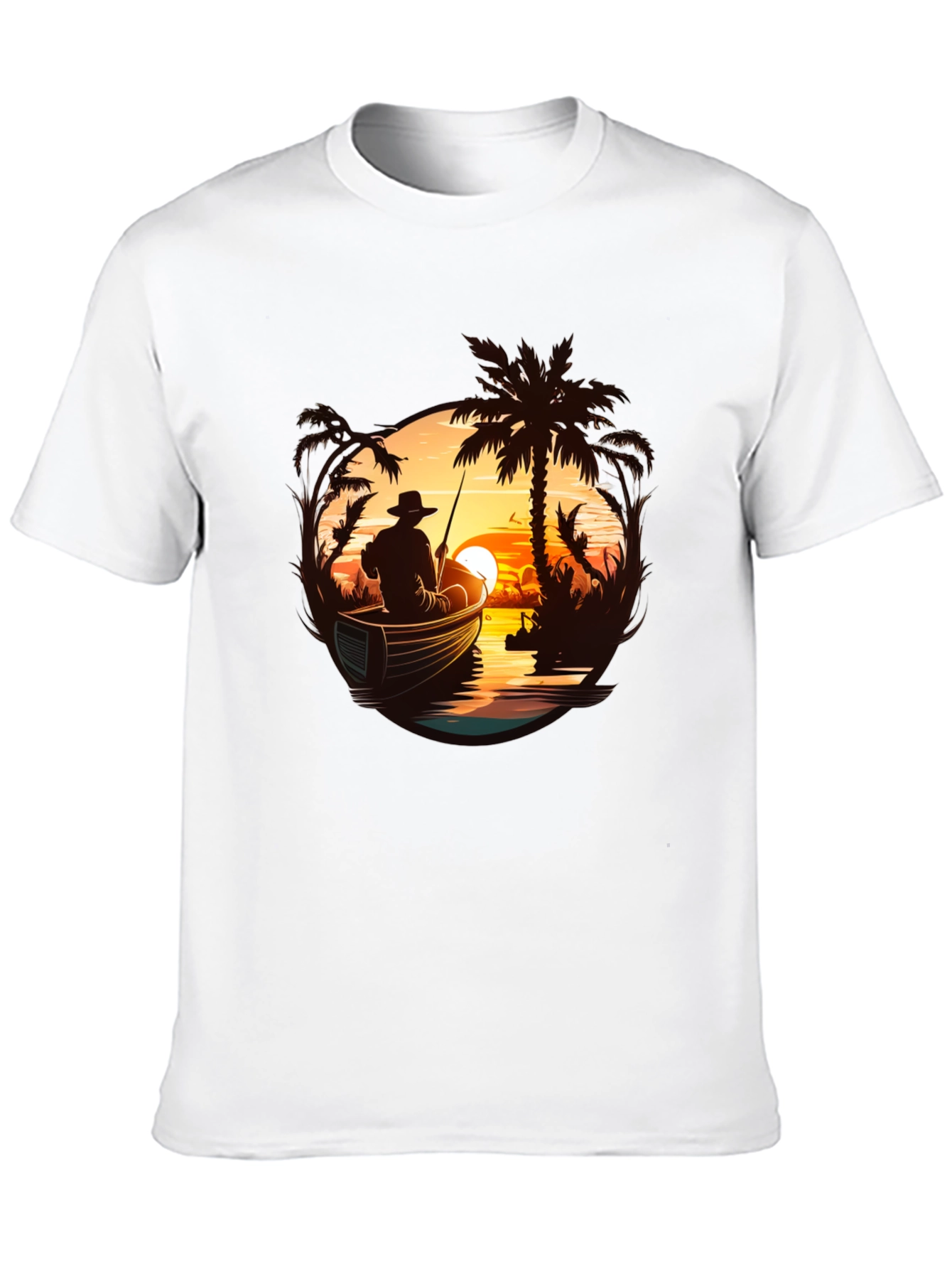 Fishing Sunset Graphic Tee - Black