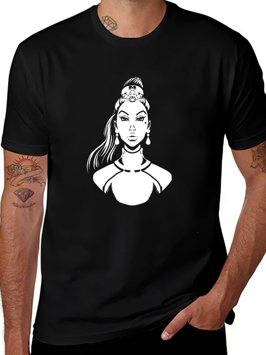 Graphic Tee - Woman with Crown Black T-Shirt