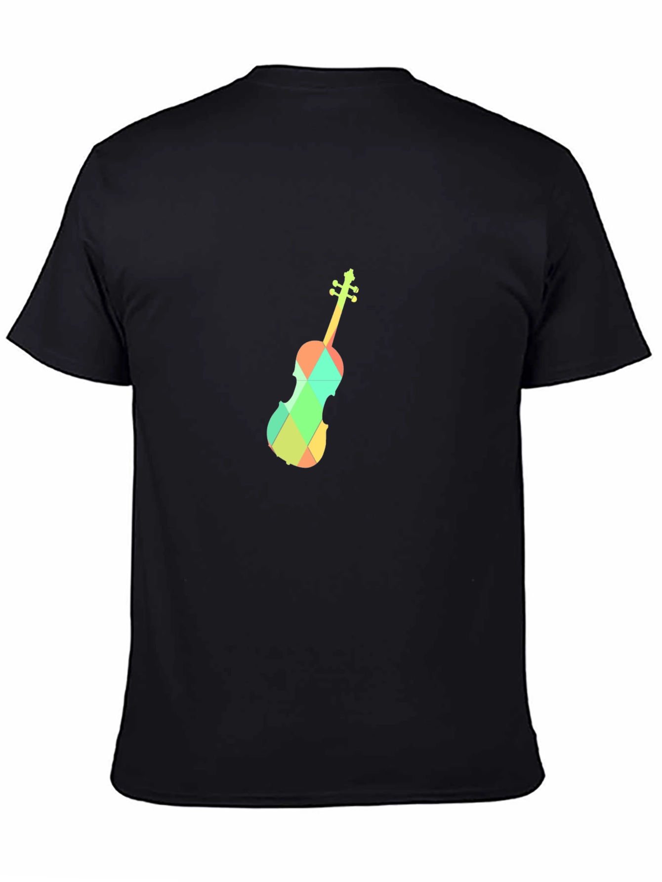 Geometric Violin Graphic Tee - Black Cotton Blend
