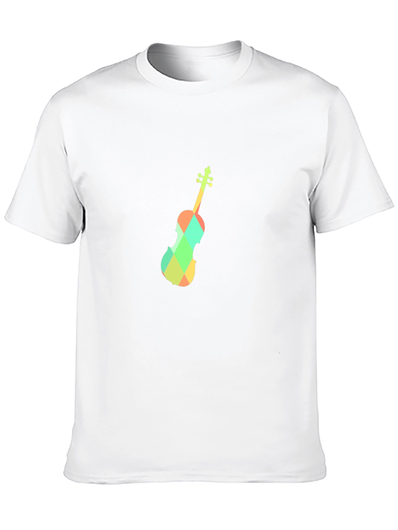 Geometric Violin Graphic Tee - Black Cotton Blend