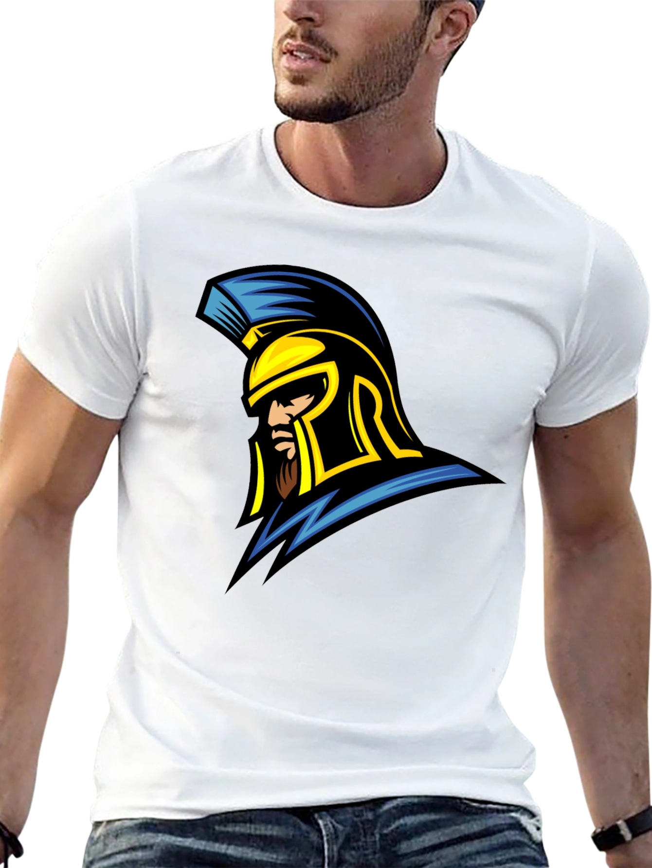Spartan Warrior Graphic Tee - Black Cotton T-Shirt