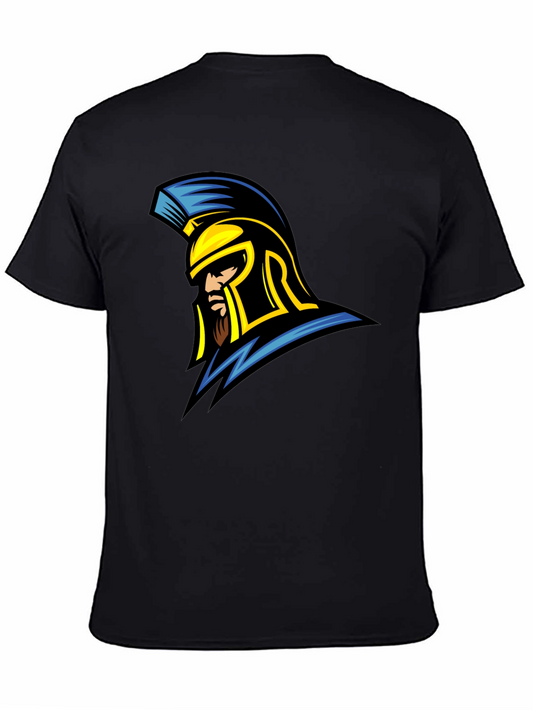 Spartan Warrior Graphic Tee - Black Cotton T-Shirt