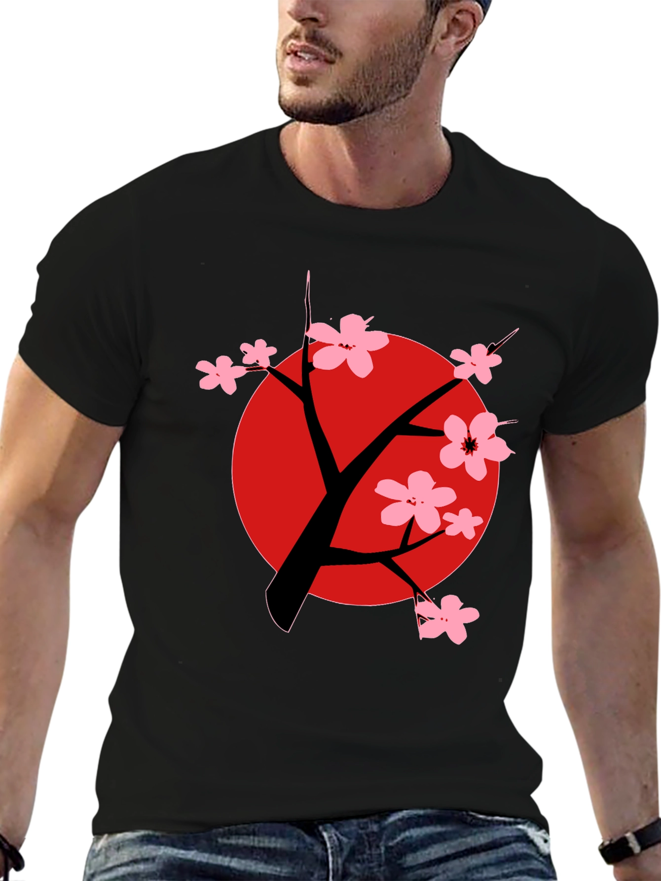 Sakura Tree Graphic Black T-Shirt