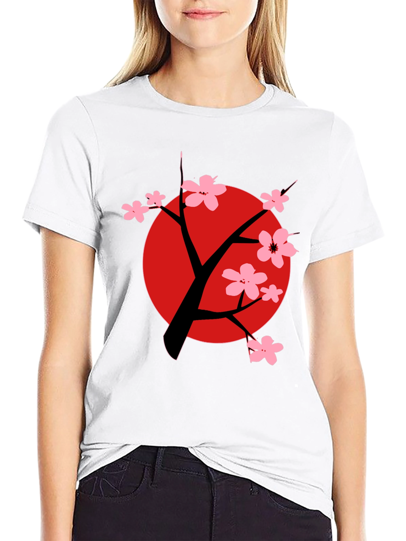 Sakura Tree Graphic Black T-Shirt