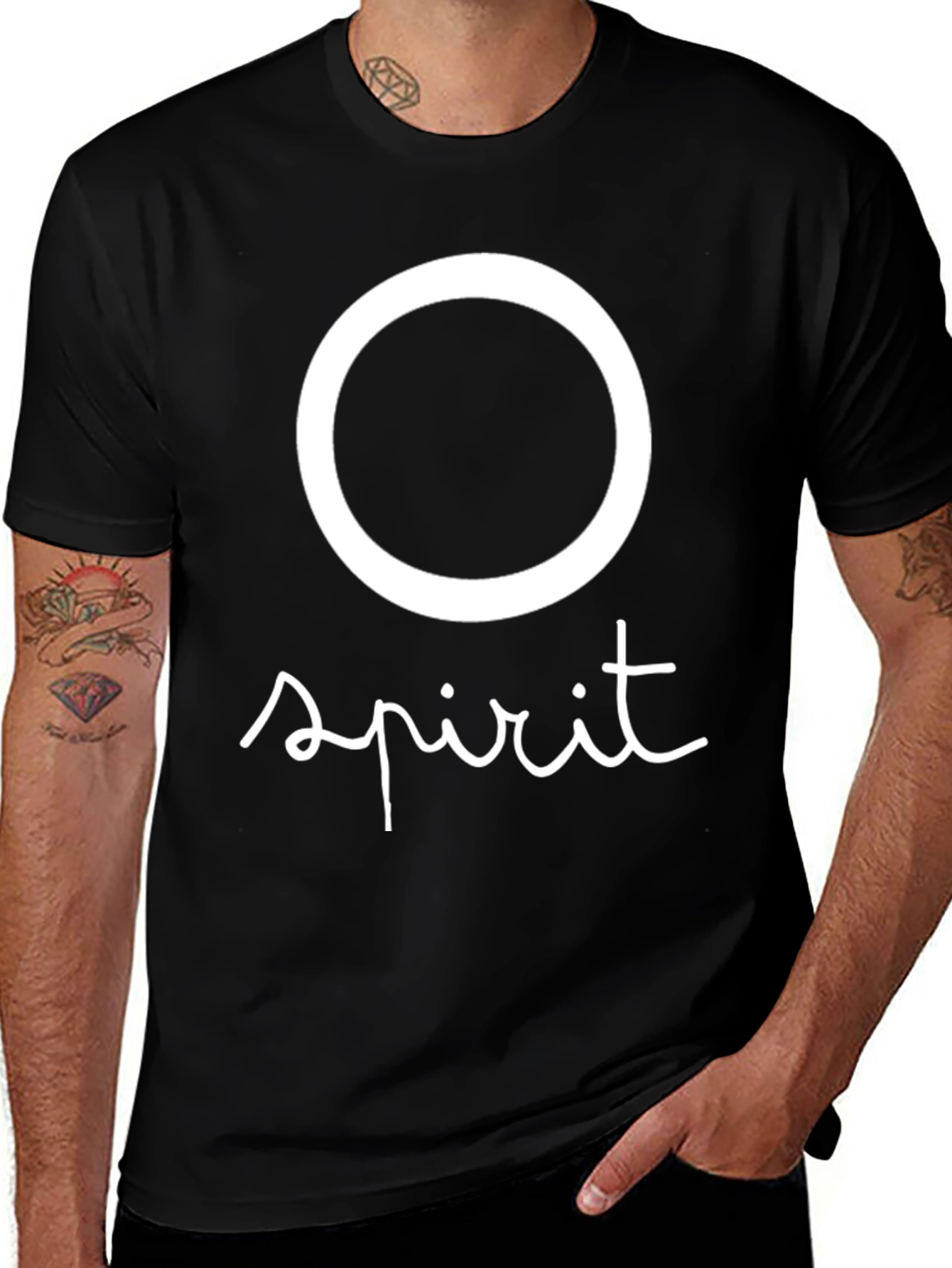 Circle Spirit Graphic Tee - Casual Black T-Shirt