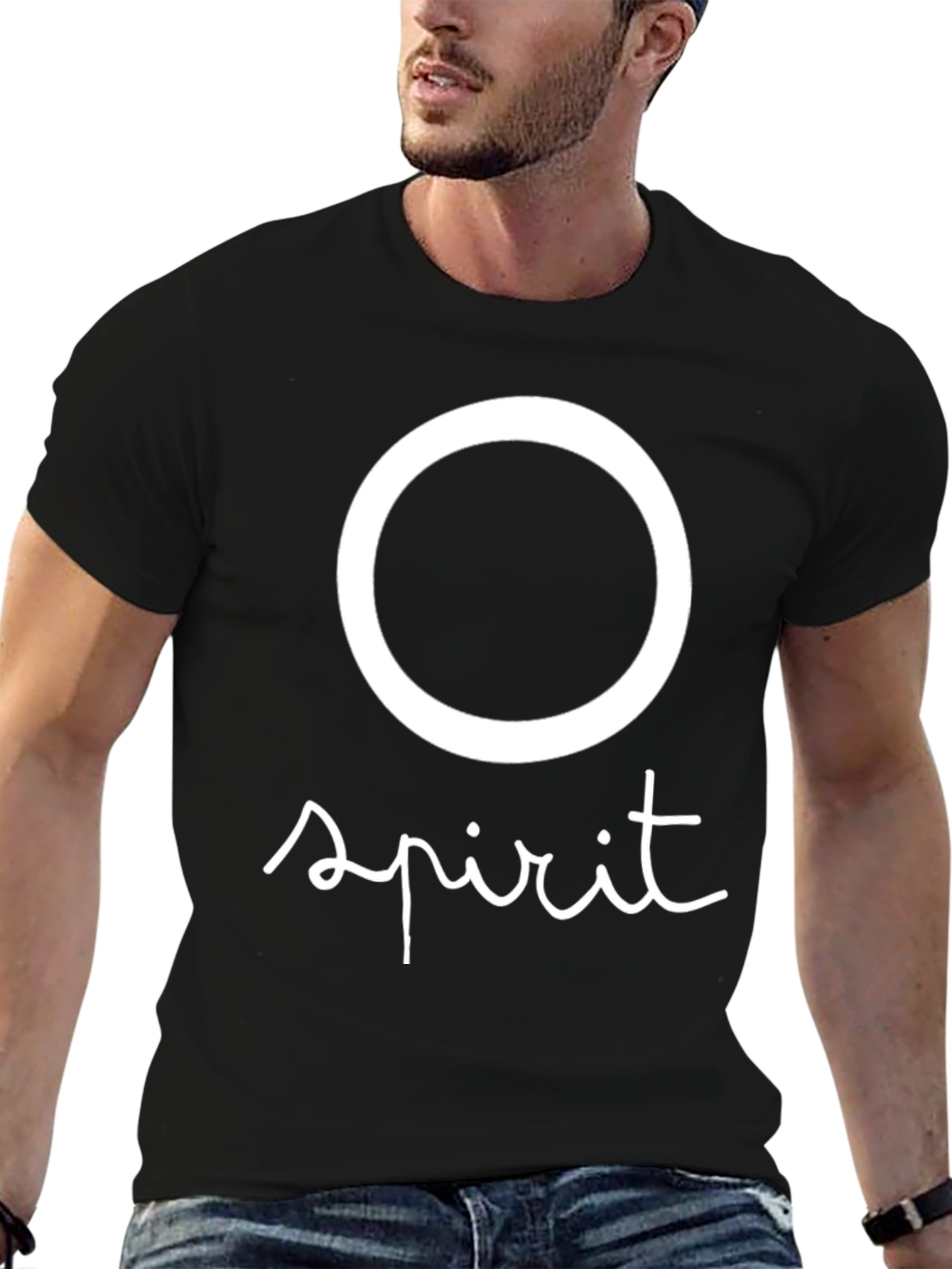 Circle Spirit Graphic Tee - Casual Black T-Shirt