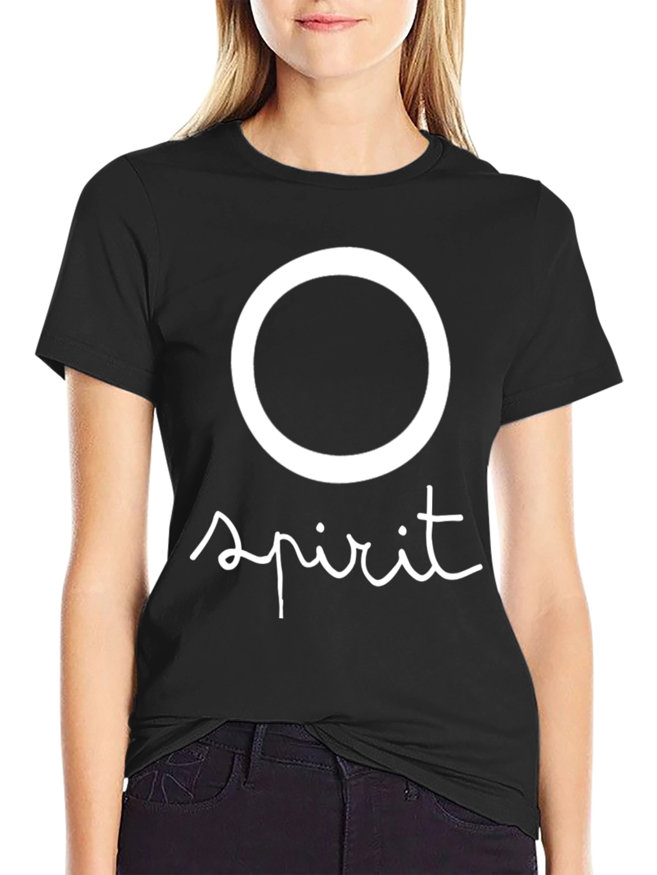Circle Spirit Graphic Tee - Casual Black T-Shirt