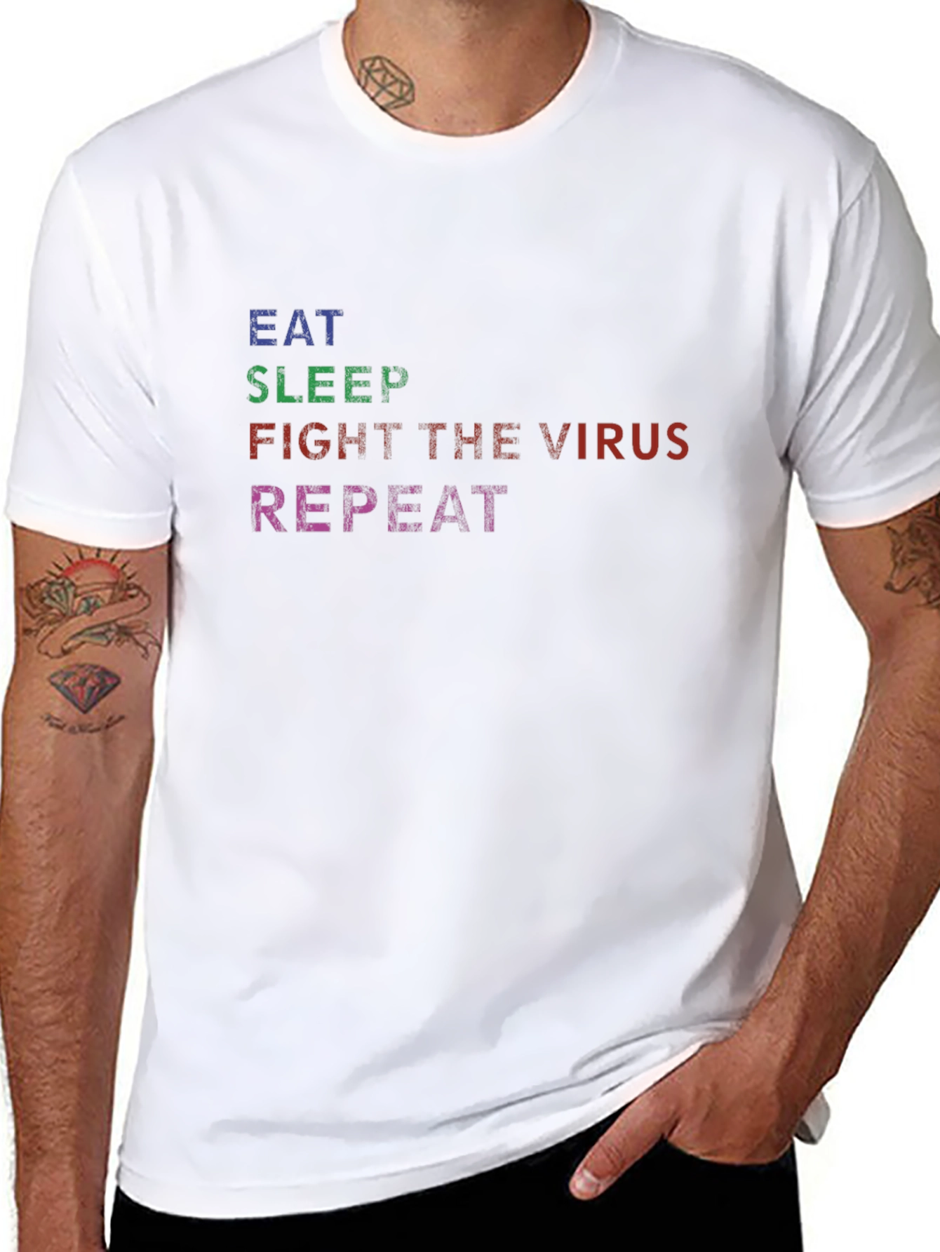 Eat Sleep Fight Virus Repeat Black Graphic Tee
