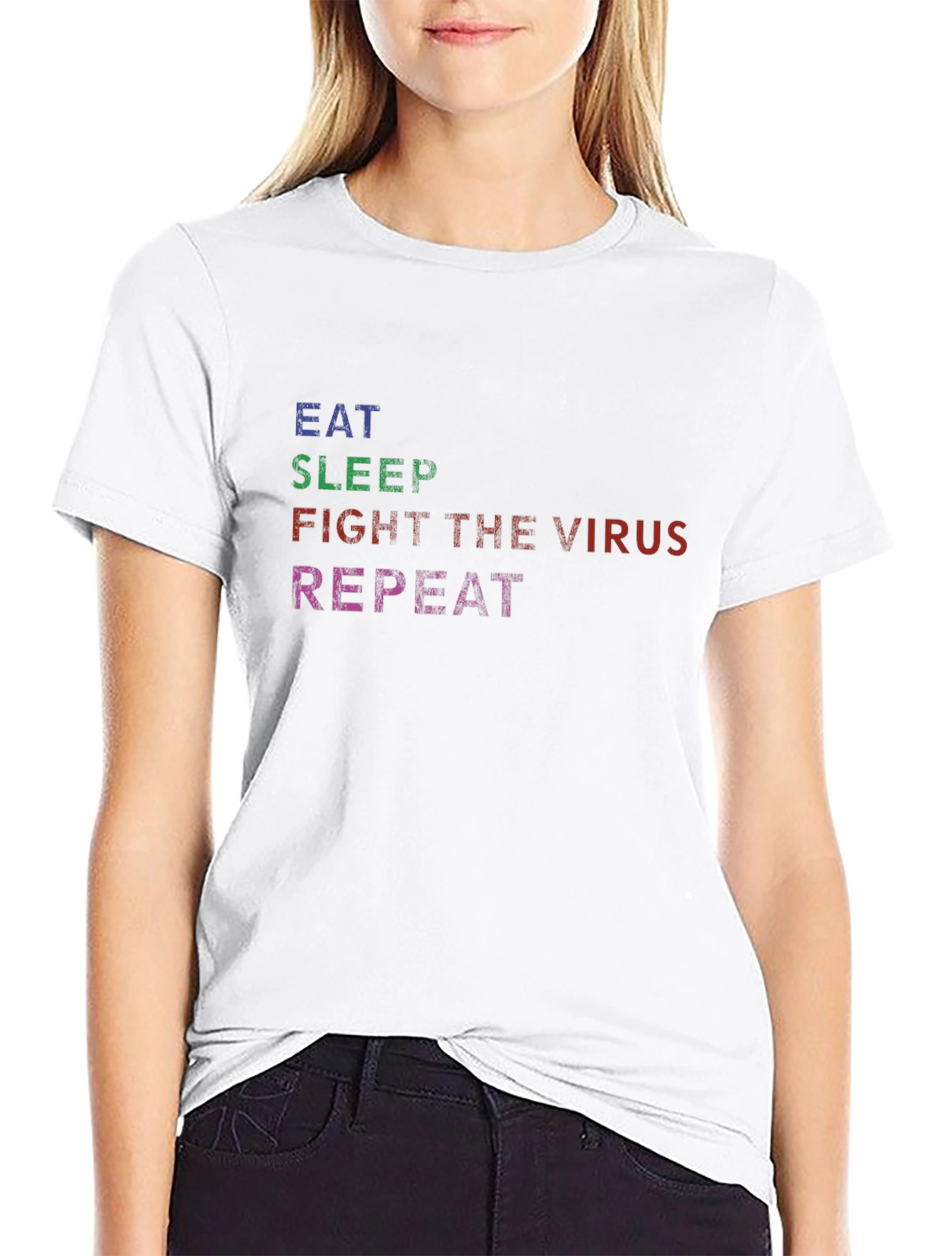 Eat Sleep Fight Virus Repeat Black Graphic Tee