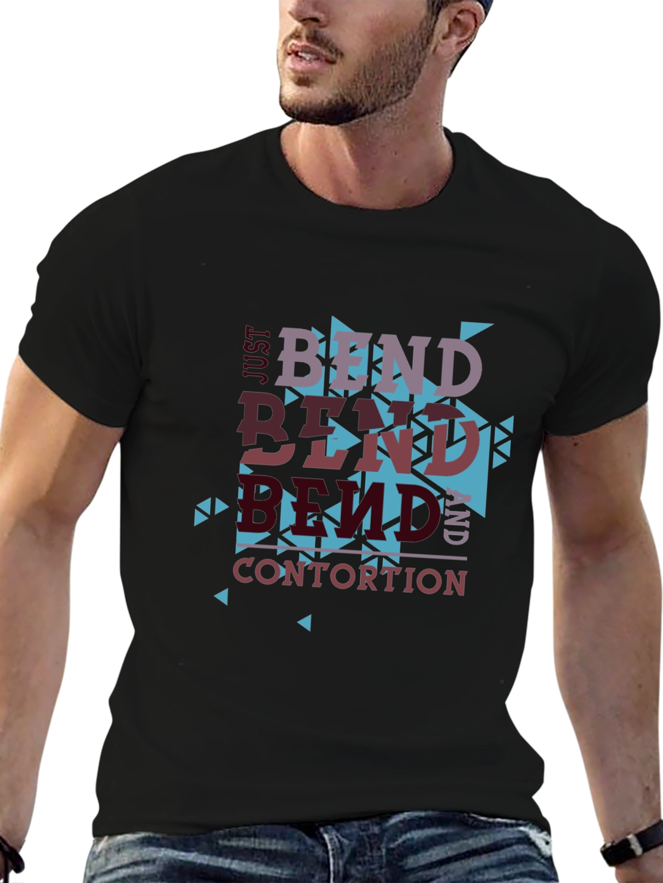 Bend and Contortion Graphic Print Black T-Shirt