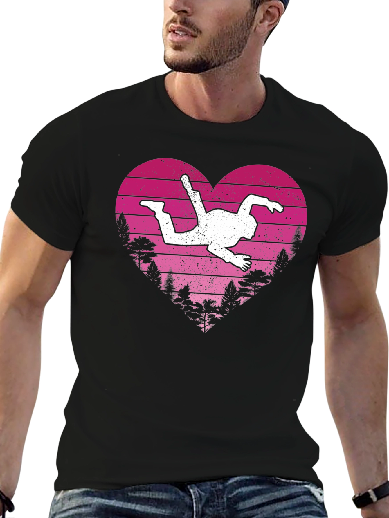 Skydiver Heart Graphic Tee - Adventure Lovers Shirt