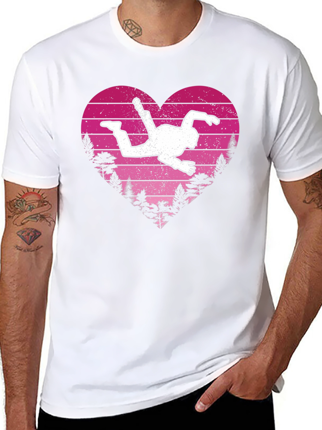 Skydiver Heart Graphic Tee - Adventure Lovers Shirt