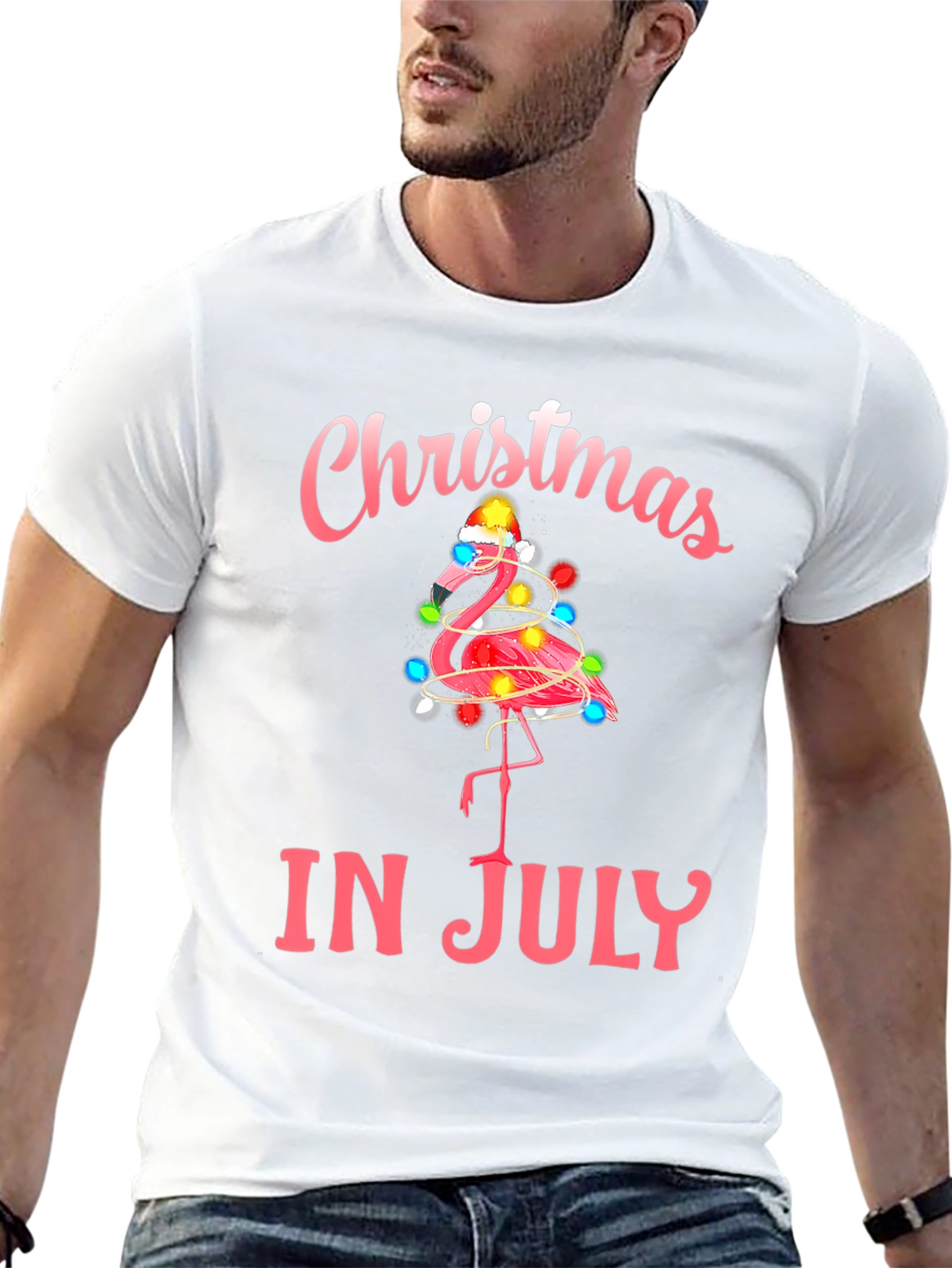 Christmas in July Flamingo T-Shirt