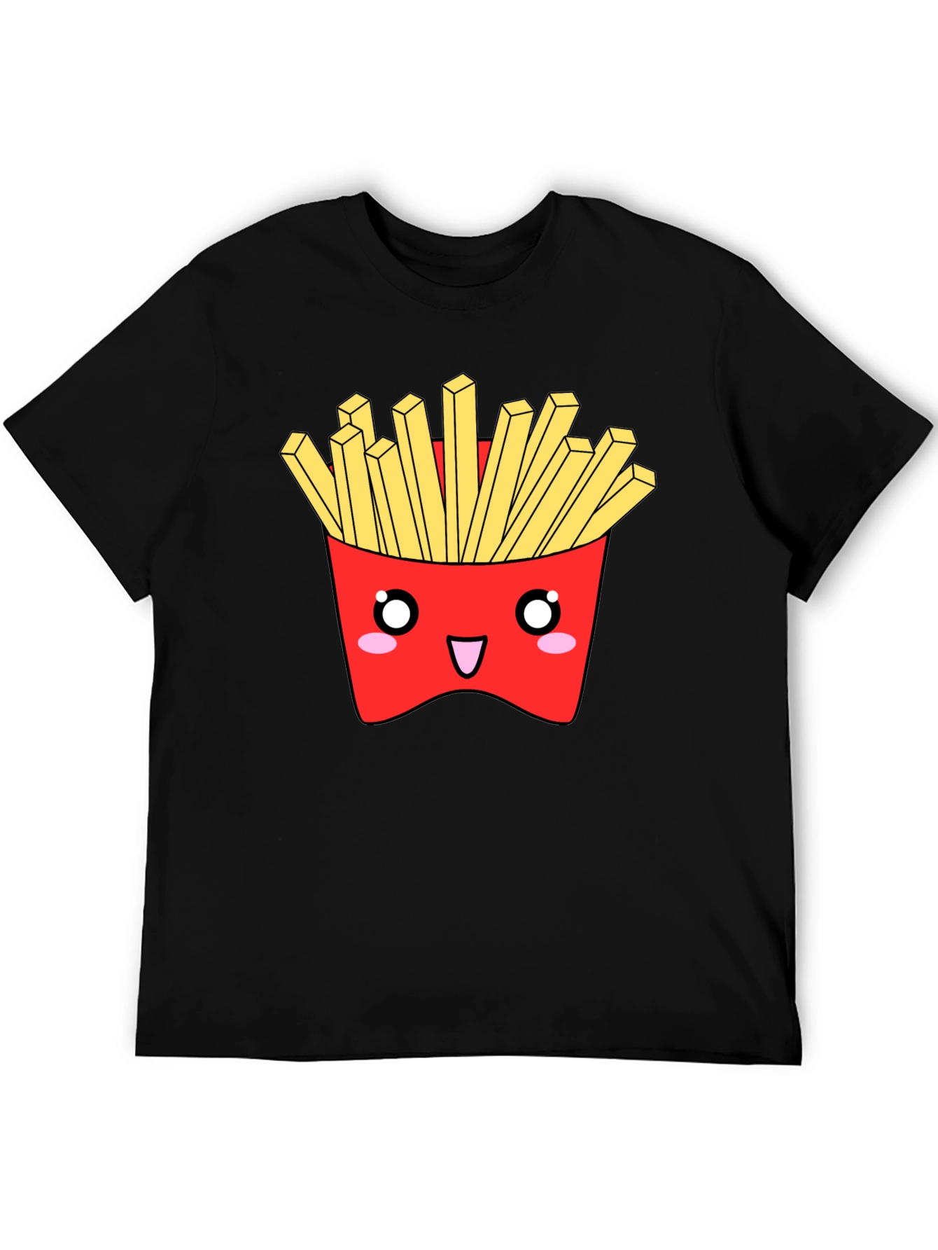 Kawaii Fries Graphic Tee - Black Cotton T-Shirt