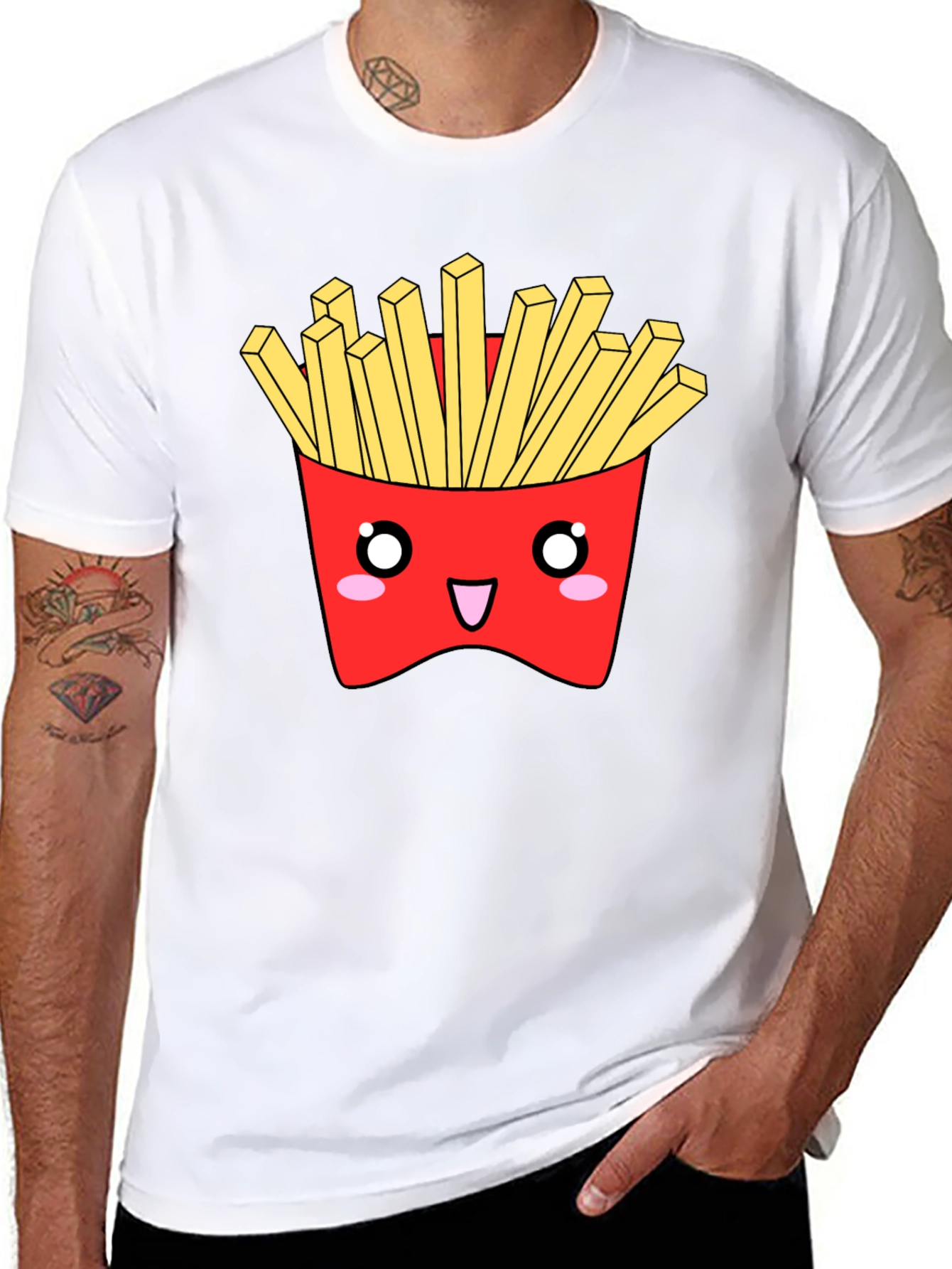 Kawaii Fries Graphic Tee - Black Cotton T-Shirt