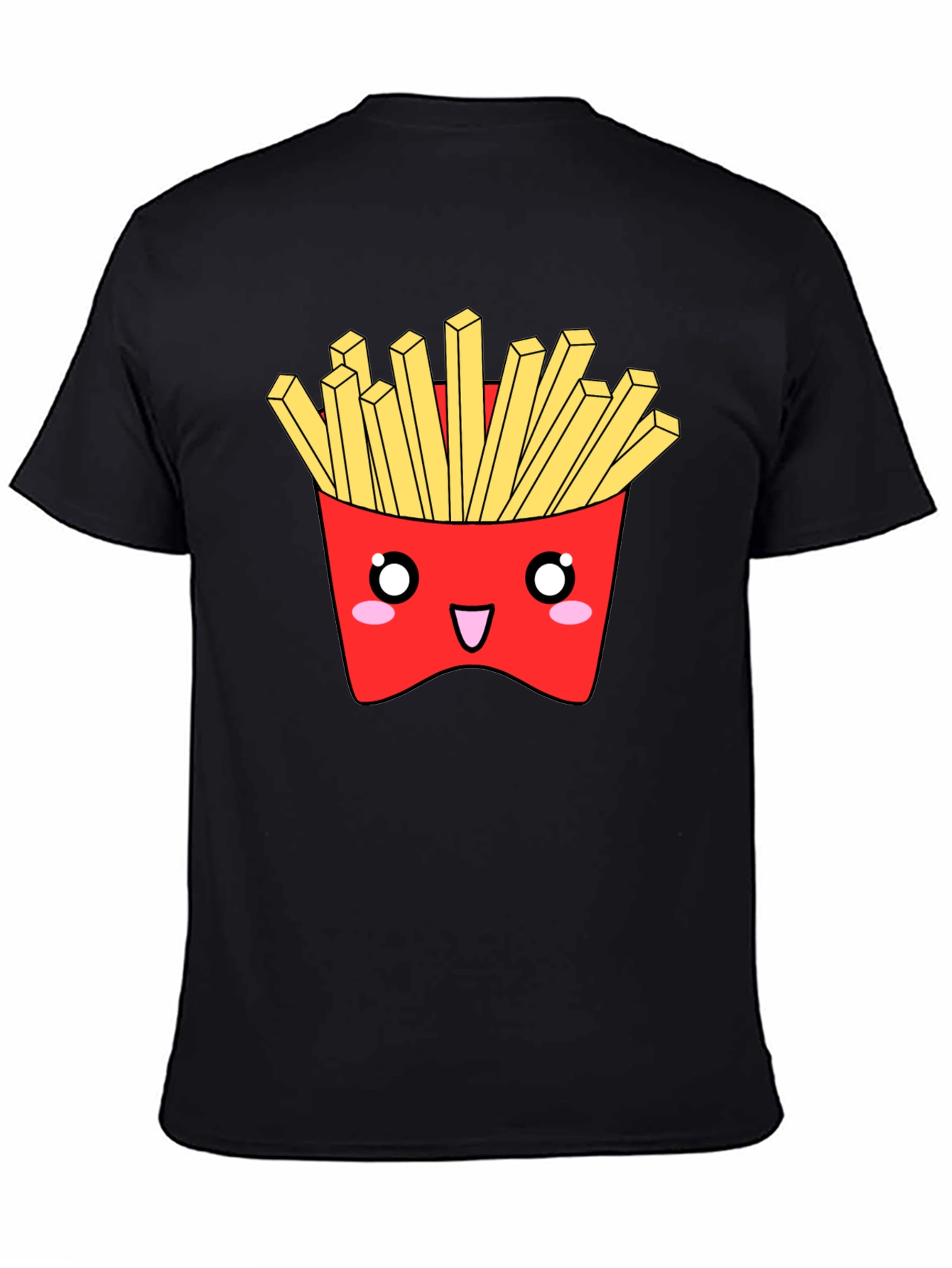 Kawaii Fries Graphic Tee - Black Cotton T-Shirt