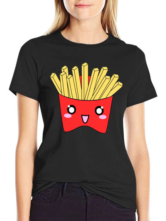Kawaii Fries Graphic Tee - Black Cotton T-Shirt