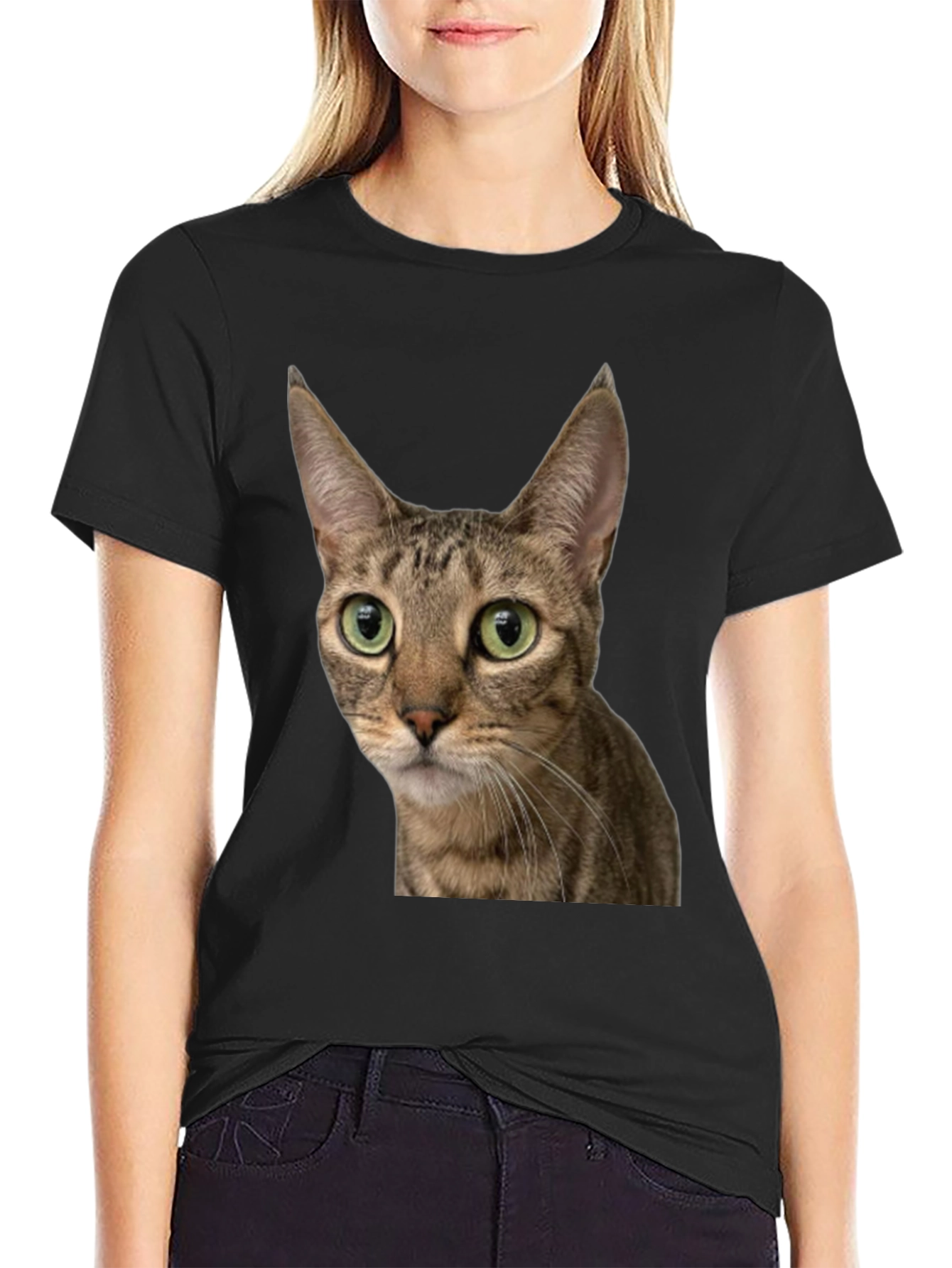 Cat Face Graphic Tee - Unisex Black T-Shirt
