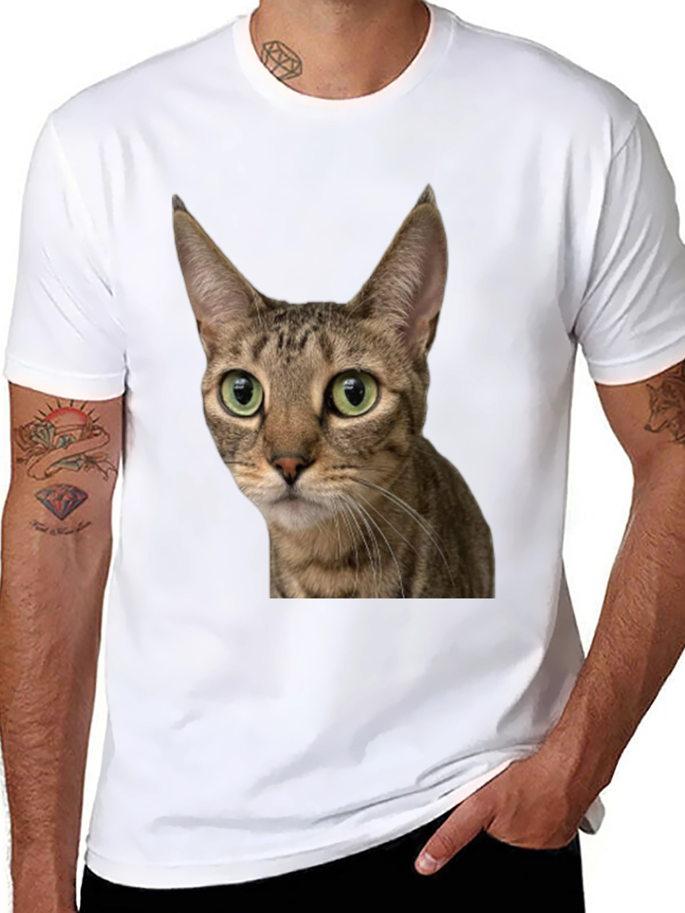 Cat Face Graphic Tee - Unisex Black T-Shirt