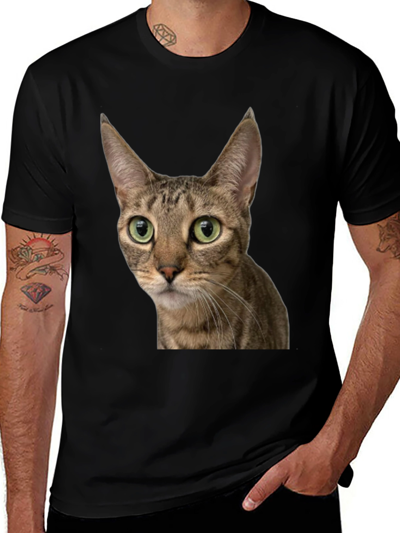 Cat Face Graphic Tee - Unisex Black T-Shirt