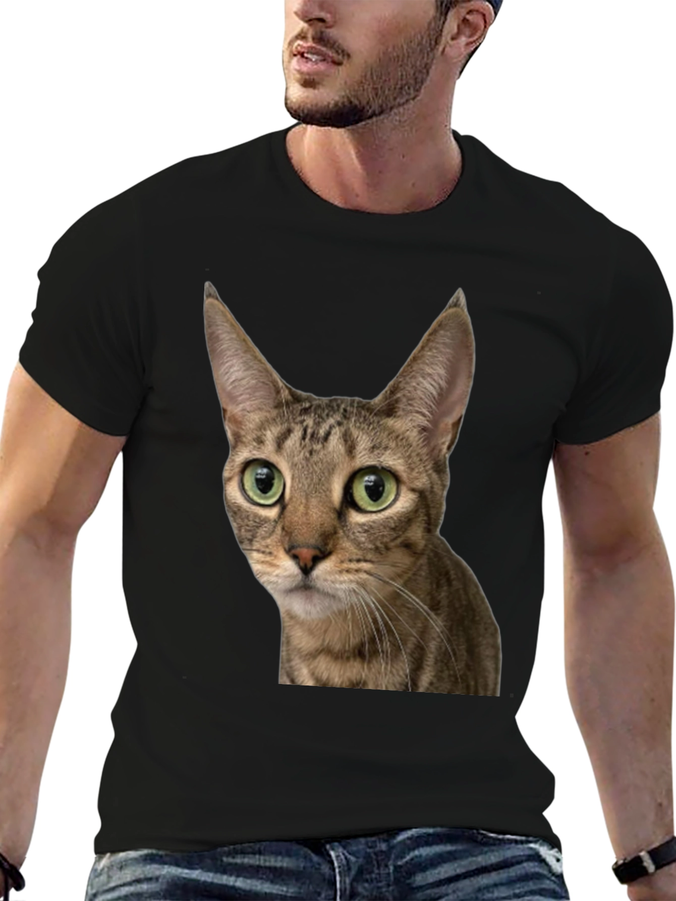 Cat Face Graphic Tee - Unisex Black T-Shirt