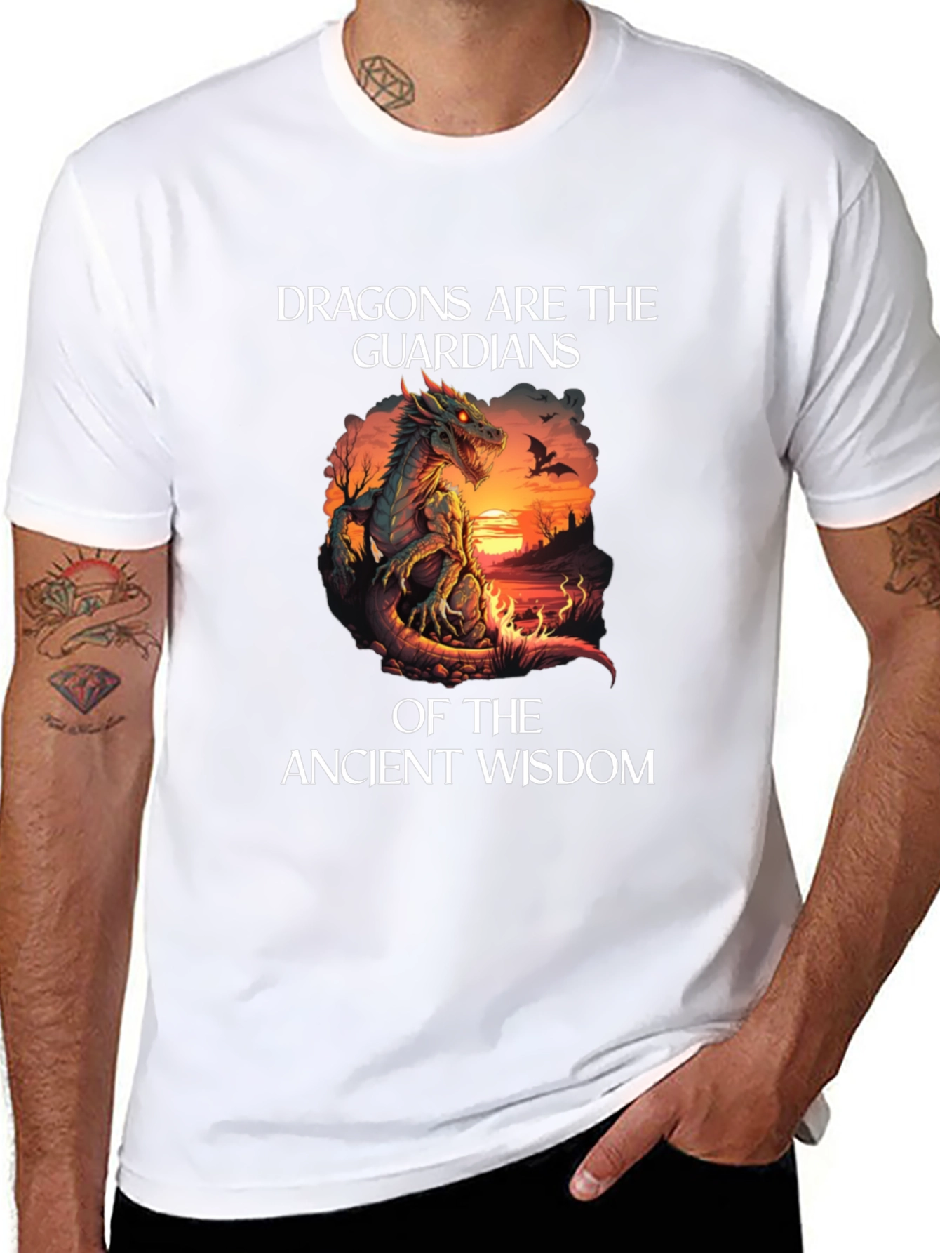 Dragon Guardians Graphic T-Shirt - Ancient Wisdom Tee