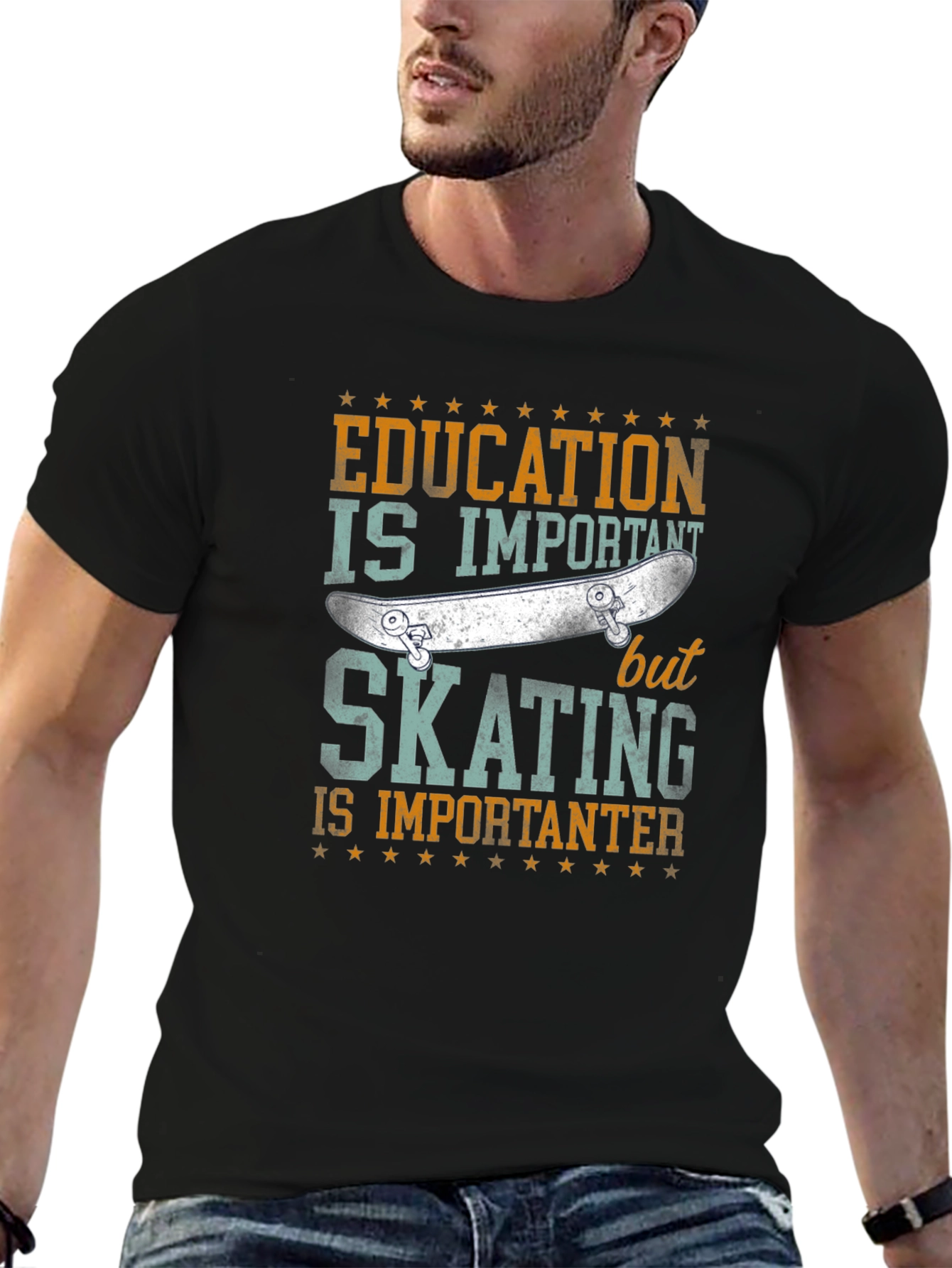 Education vs. Skateboarding Graphic T-Shirt