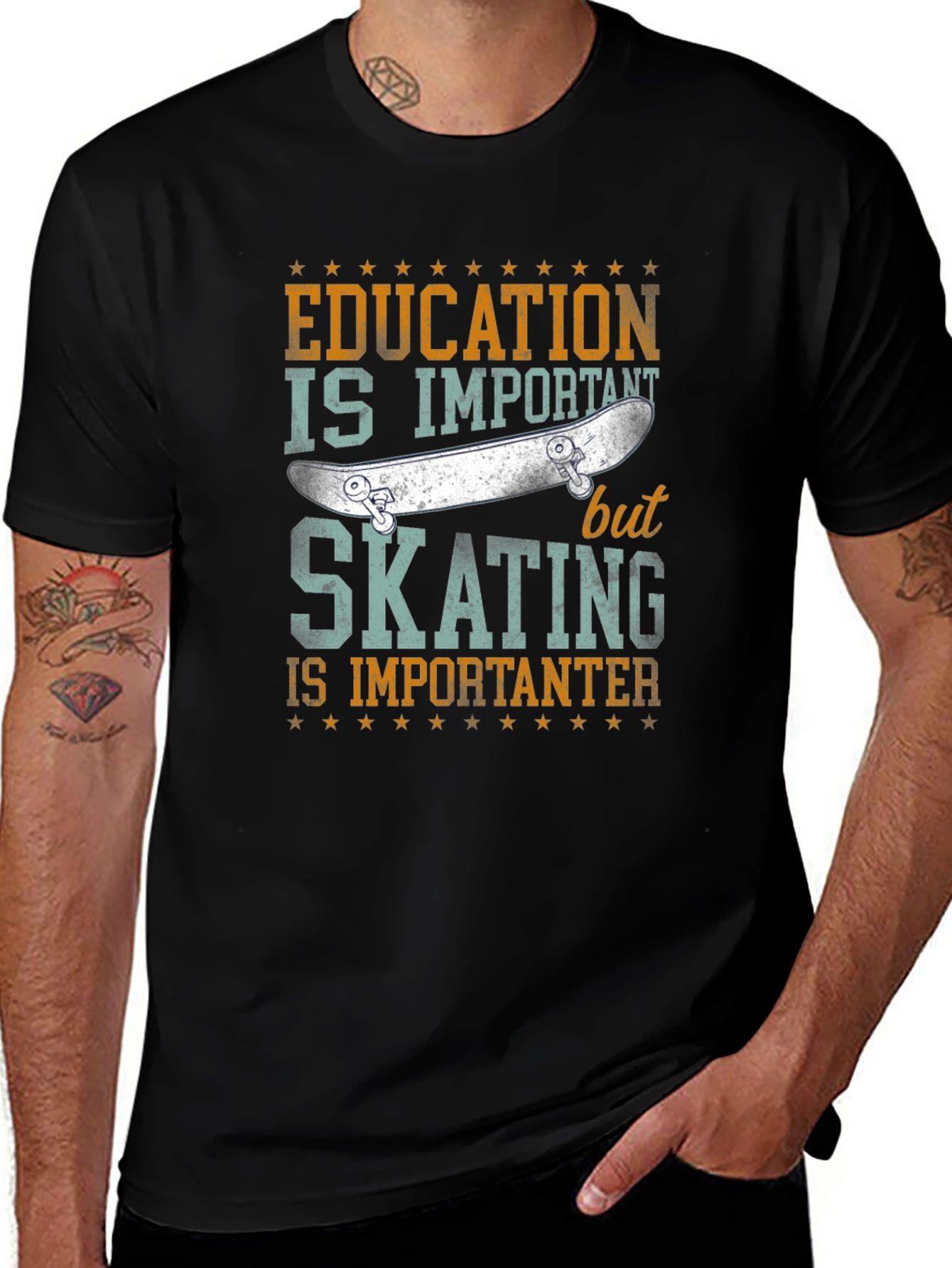 Education vs. Skateboarding Graphic T-Shirt