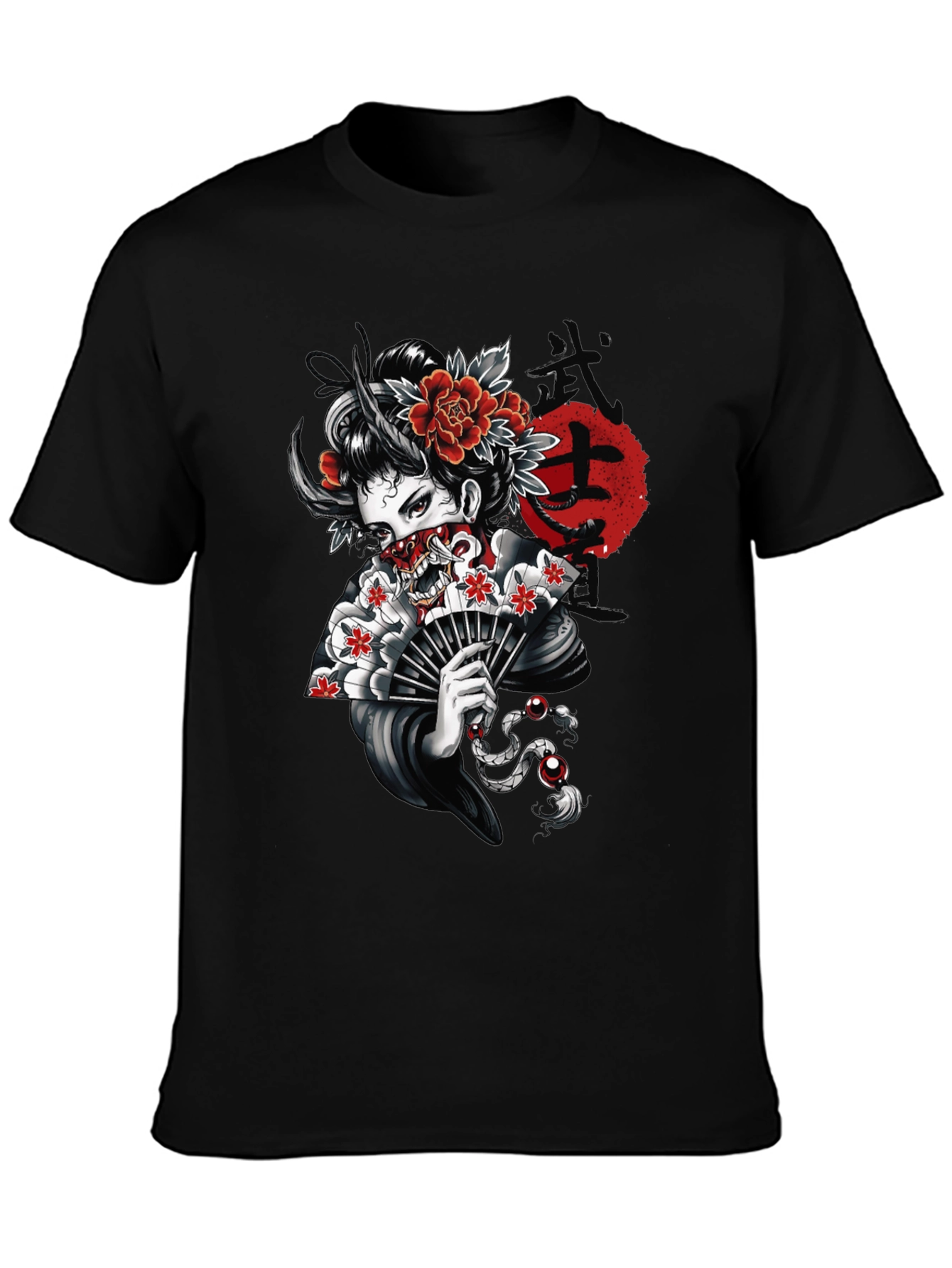 Geisha Oni T-Shirt - Japanese Demon Mask Tee
