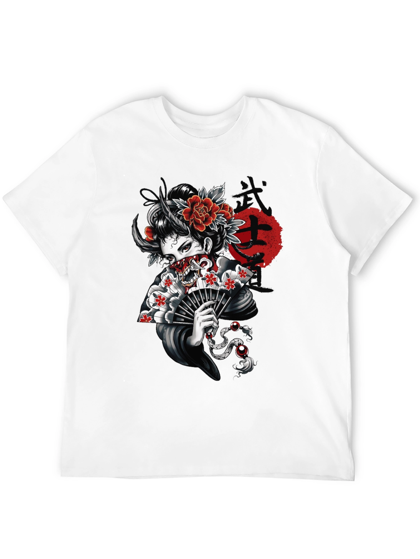 Geisha Oni T-Shirt - Japanese Demon Mask Tee